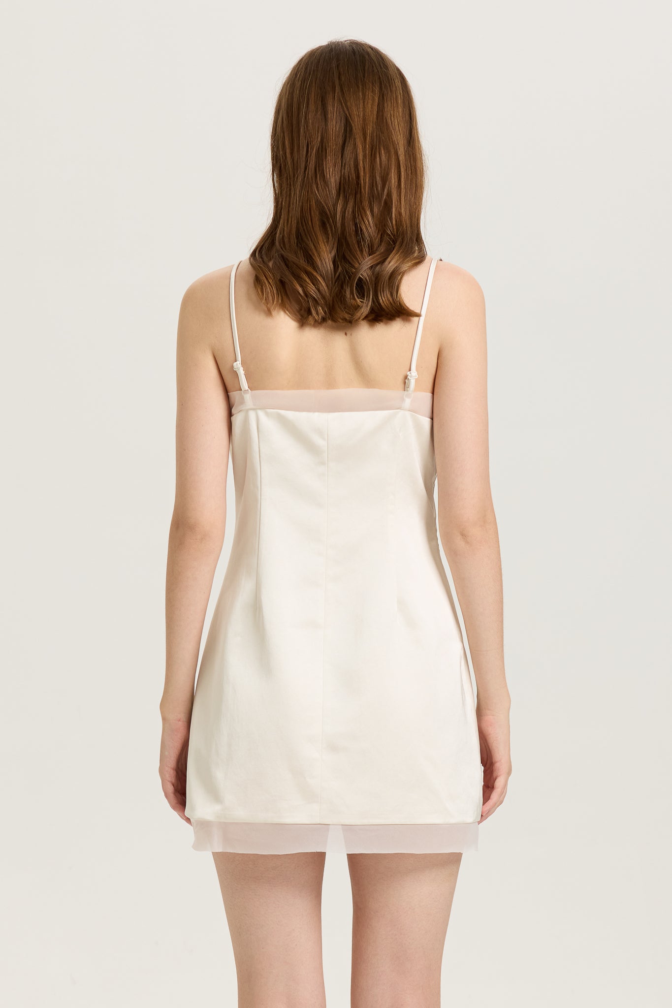 RP2598 - Sheer Trim Satin Mini Dress with Rose Embellishment (2S-2M-2L)