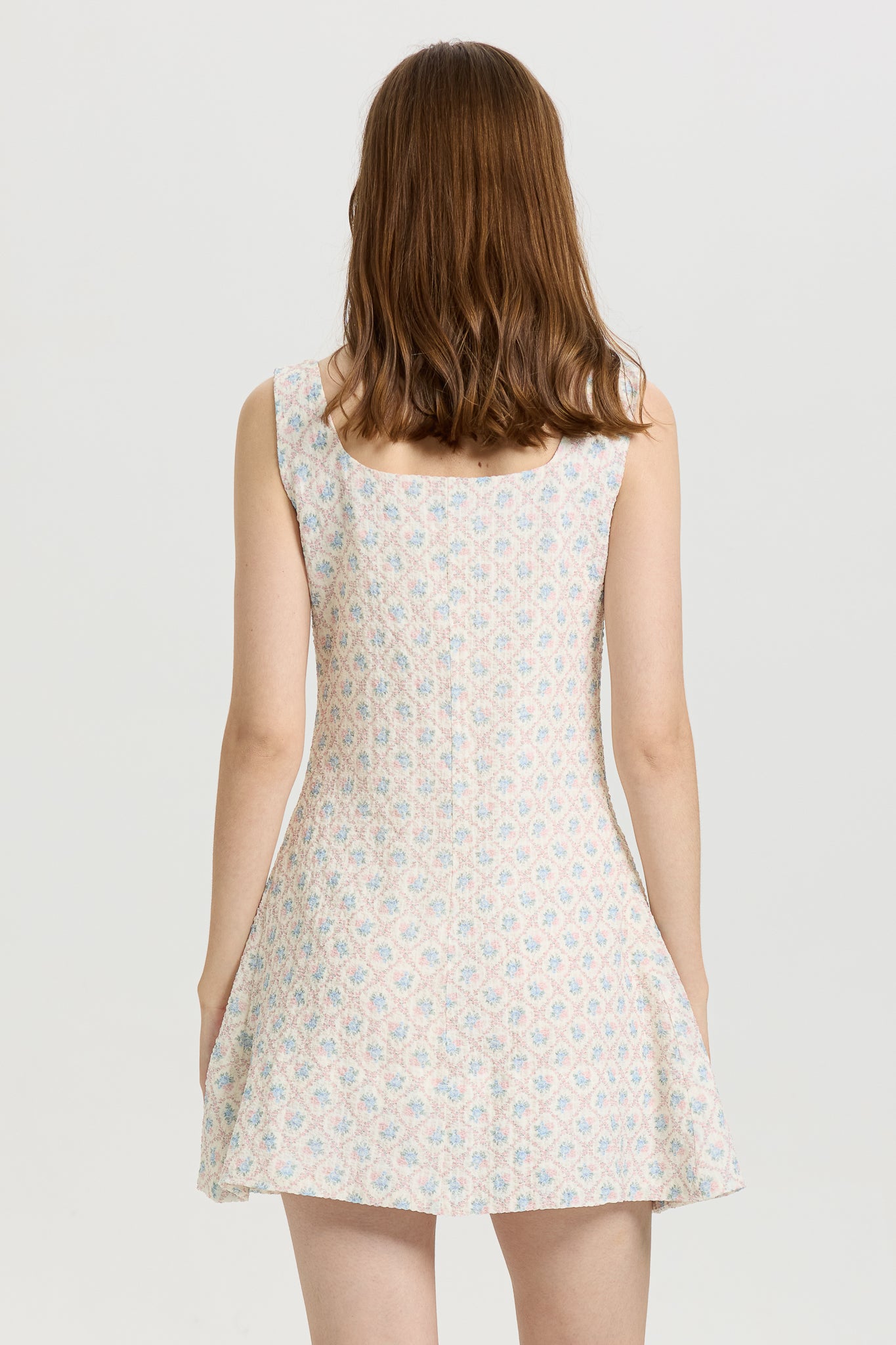RP2646 - Sleeveless A-Line Mini Dress with Pastel Floral Print (2S-2M-2L)