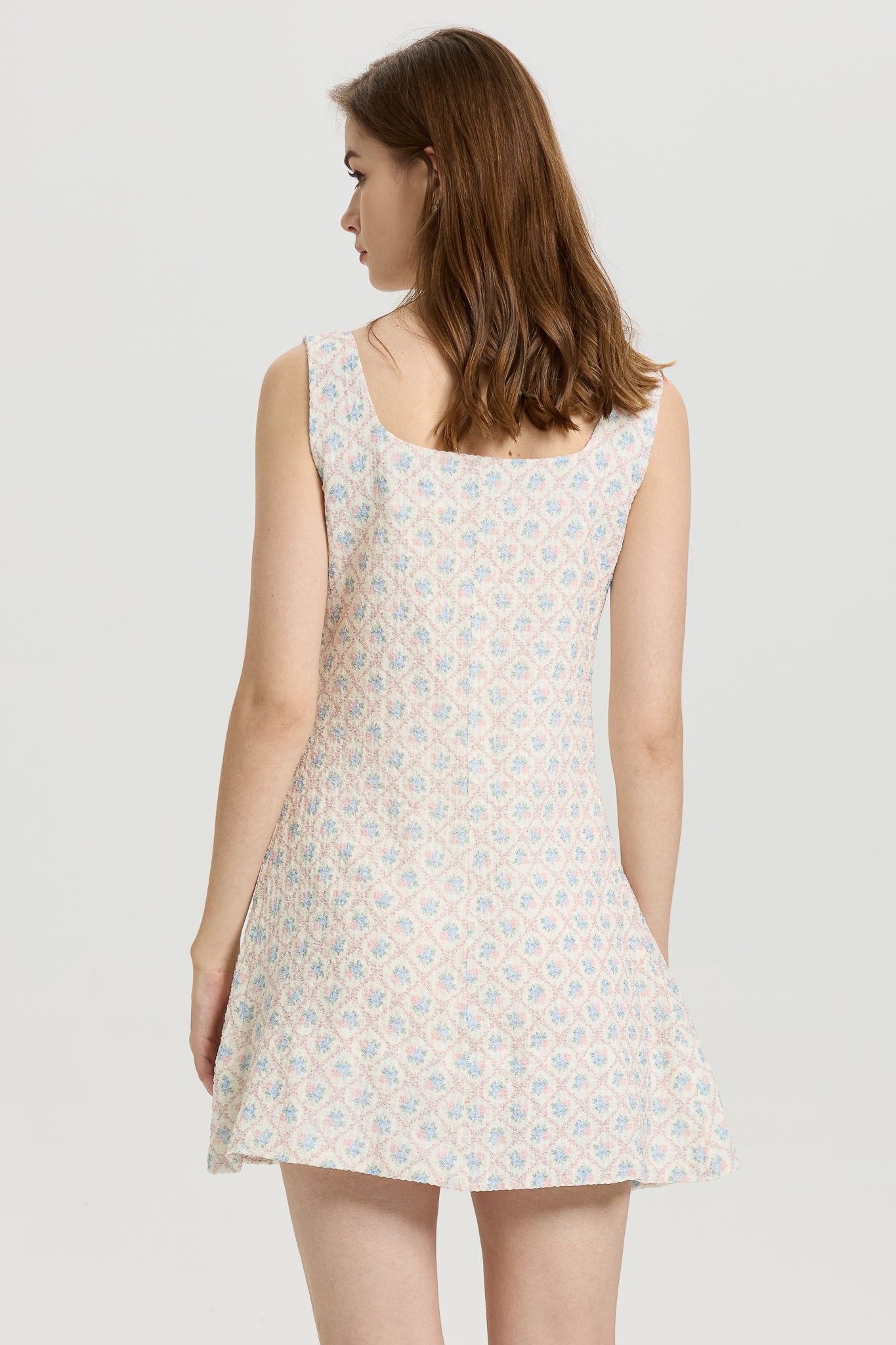 RP2646 - Sleeveless A-Line Mini Dress with Pastel Floral Print (2S-2M-2L)