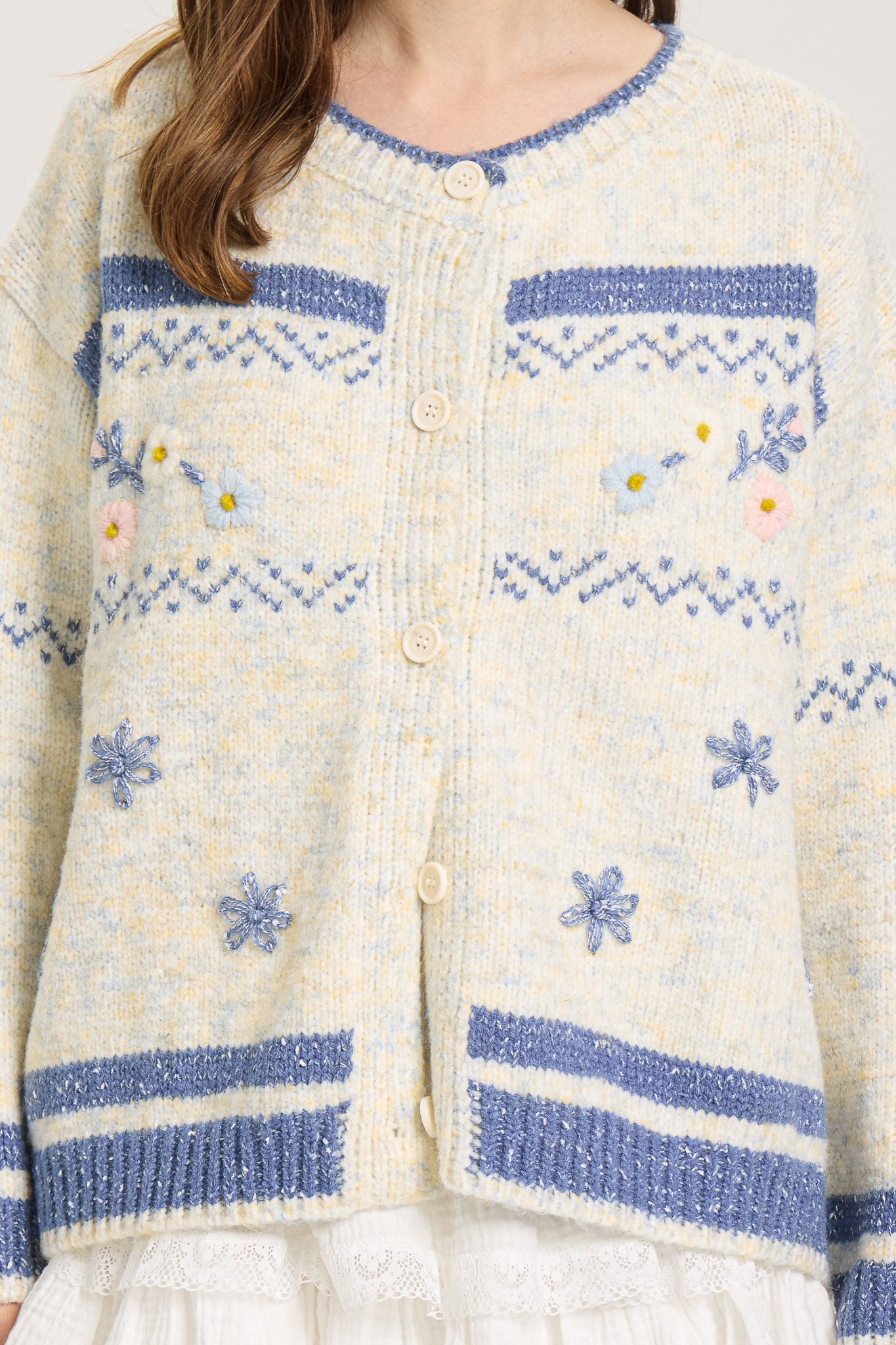 RP2587 - Frosted Blooms Button-Up Cardigan (2S-2M-2L)