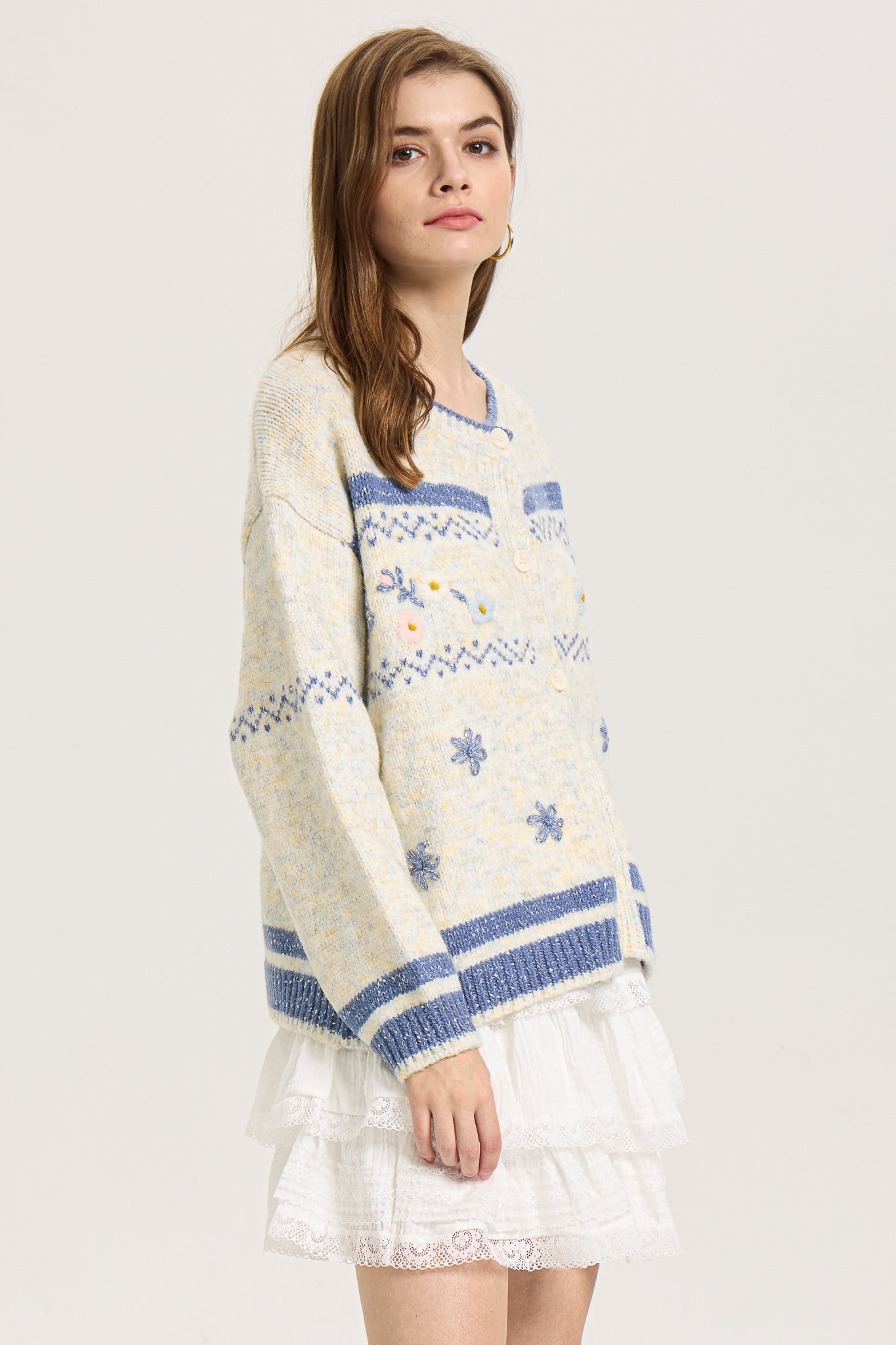 RP2587 - Frosted Blooms Button-Up Cardigan (2S-2M-2L)