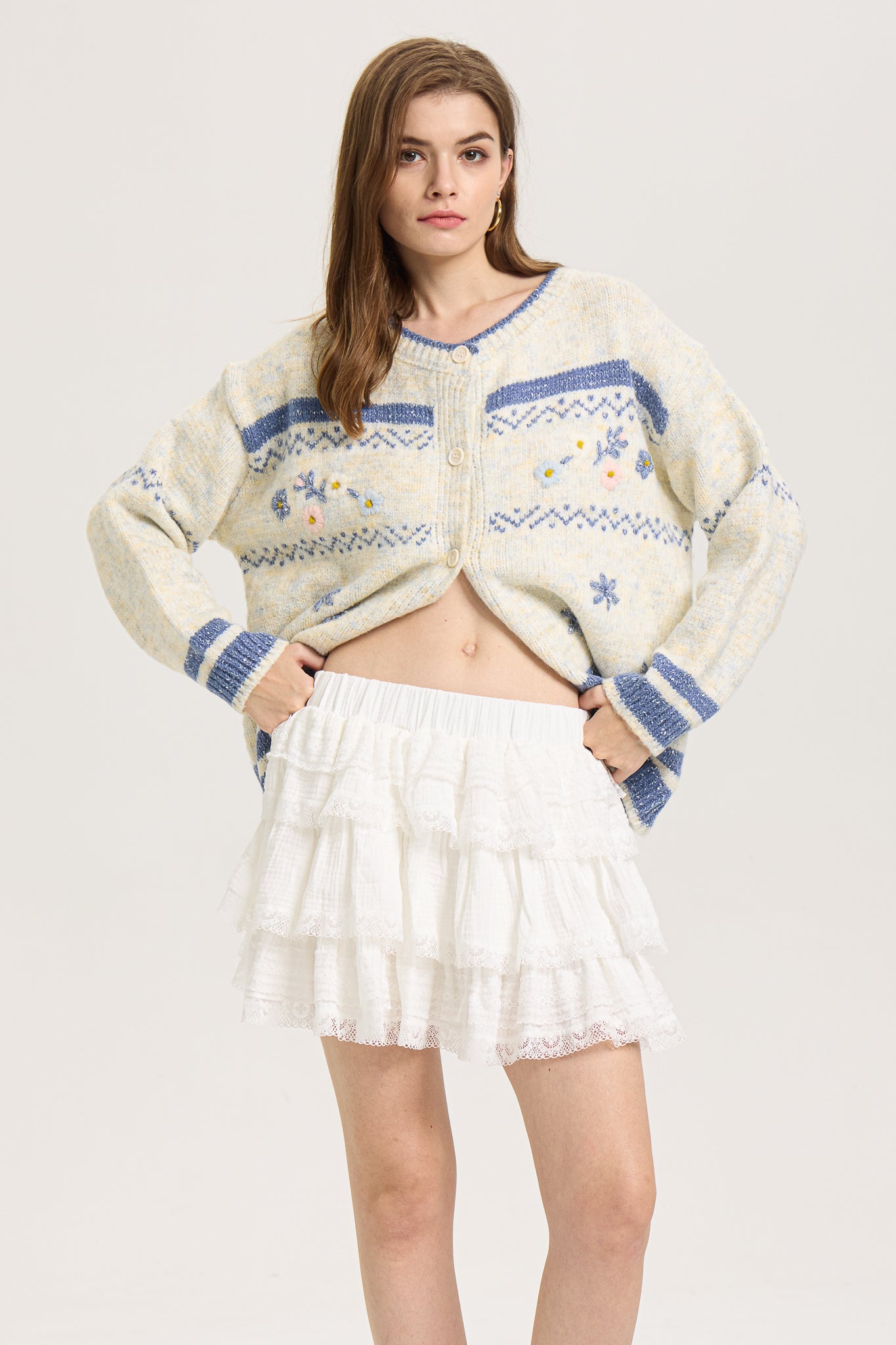 RP2587 - Frosted Blooms Button-Up Cardigan (2S-2M-2L)