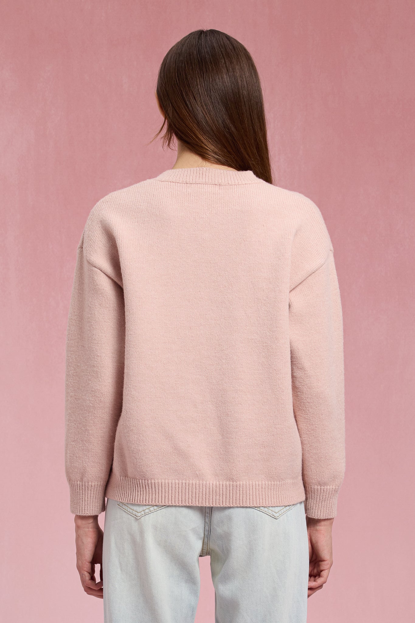 RP2428 - Light Pink Sweater with Embroidered Flowers (2S-2M-2L)