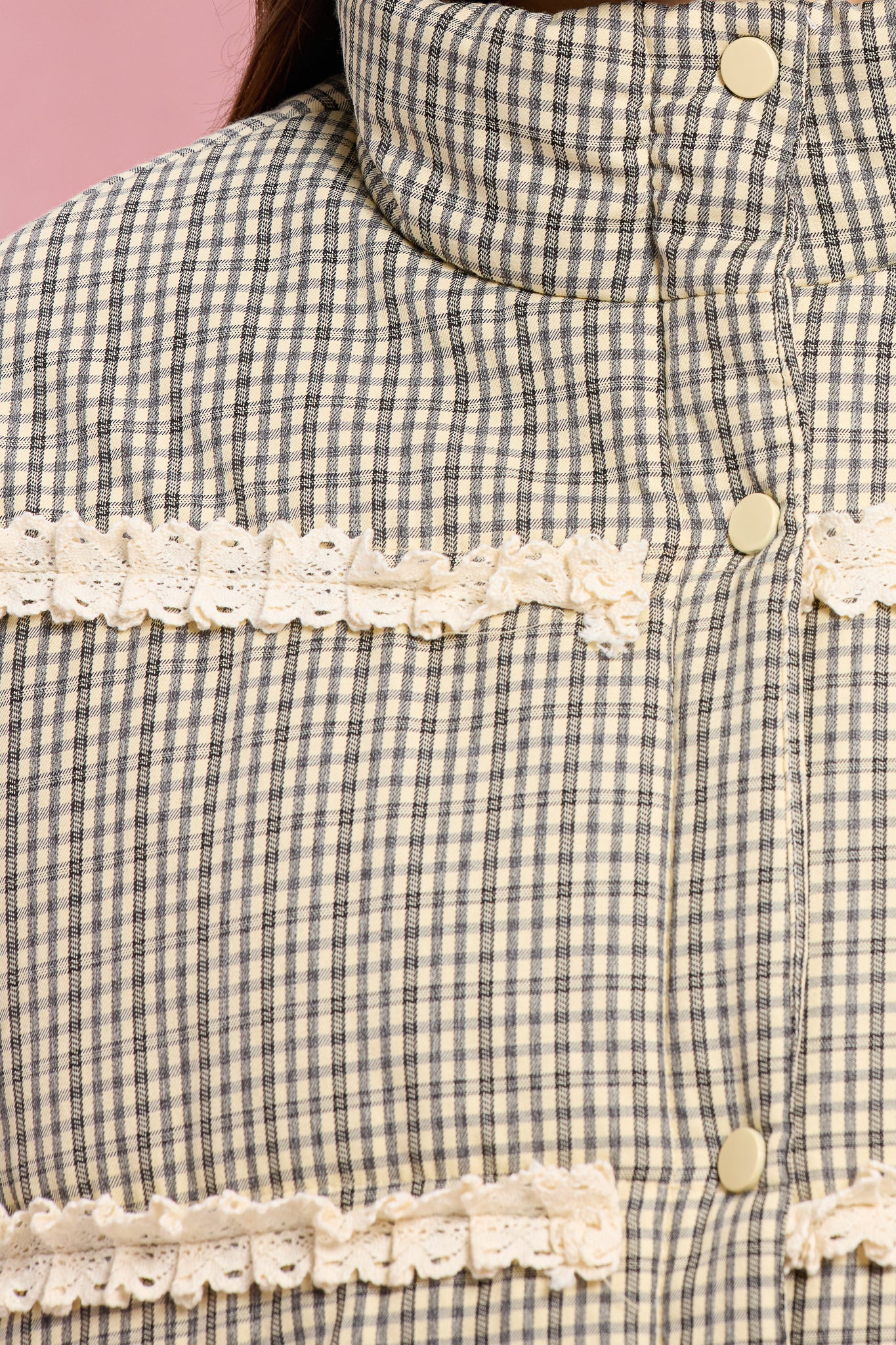 RP2905 - Gingham Lace Puffer Jacket (2S-2M-2L)