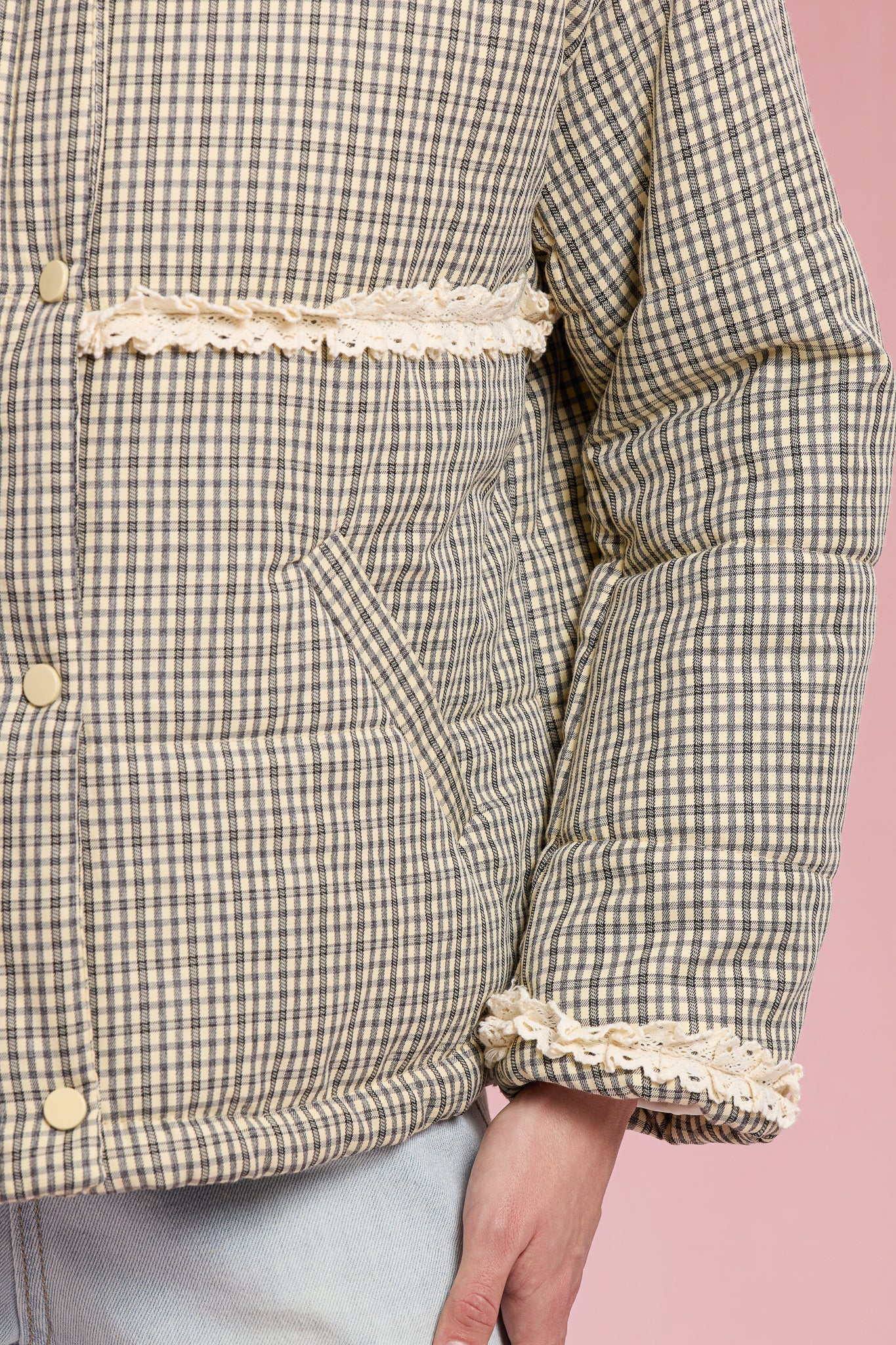 RP2905 - Gingham Lace Puffer Jacket (2S-2M-2L)