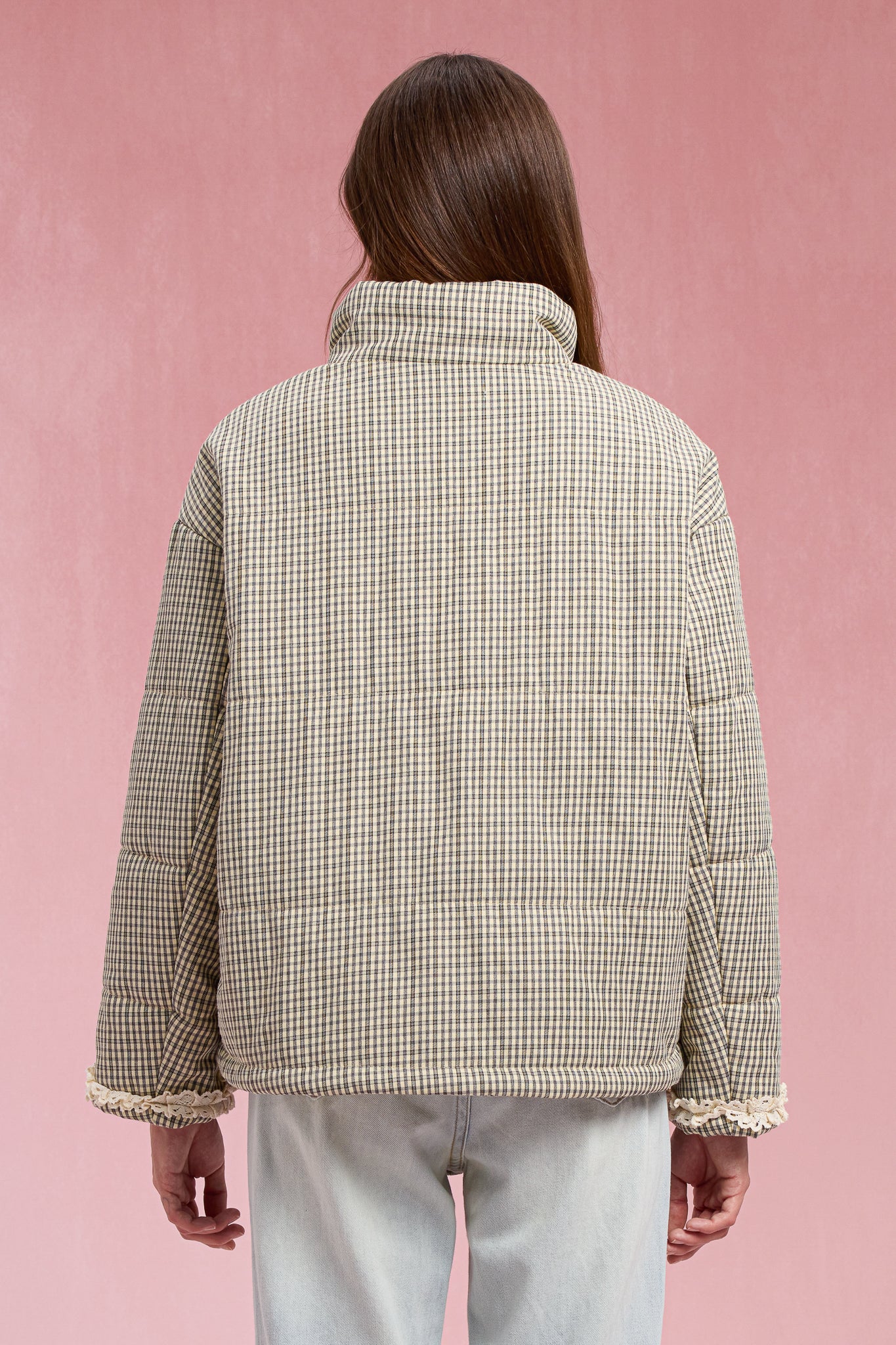 RP2905 - Gingham Lace Puffer Jacket (2S-2M-2L)