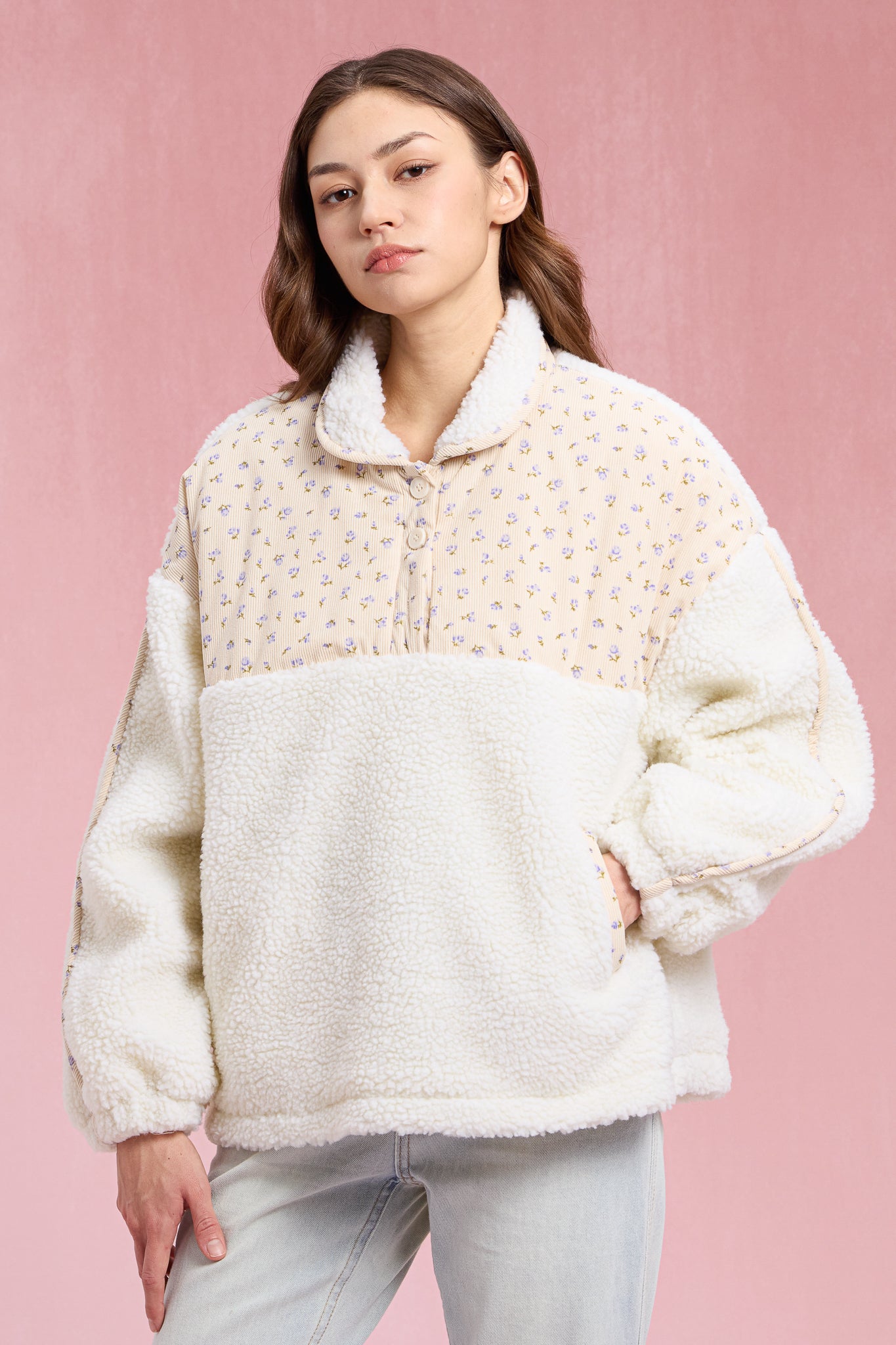 RP2914 - Floral Sherpa Pullover (2S-2M-2L)