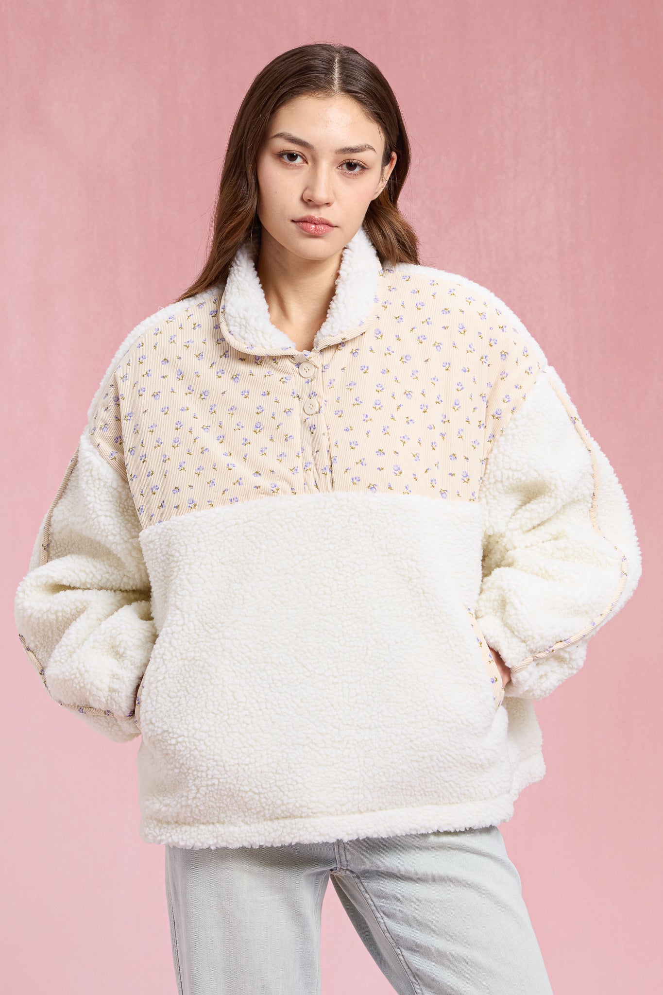 RP2914 - Floral Sherpa Pullover (2S-2M-2L)