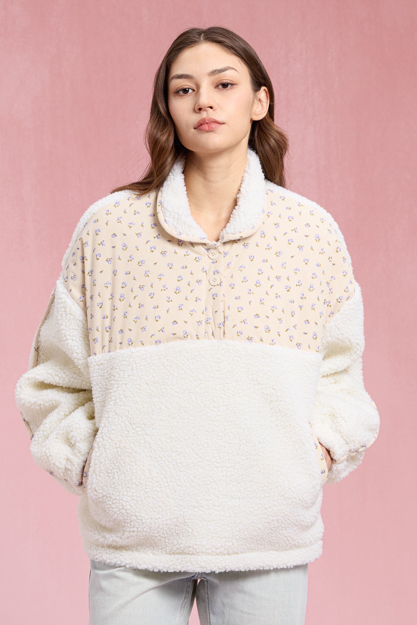 RP2914 - Floral Sherpa Pullover (2S-2M-2L)