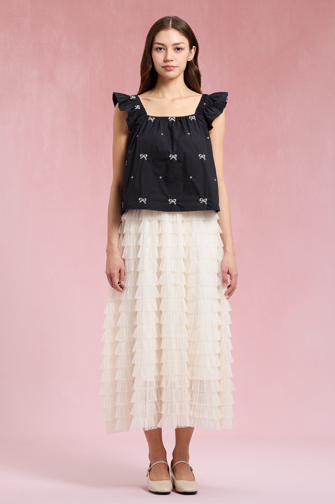 RP2929 - Cream Cascade Ruffle Skirt (2S-2M-2L)