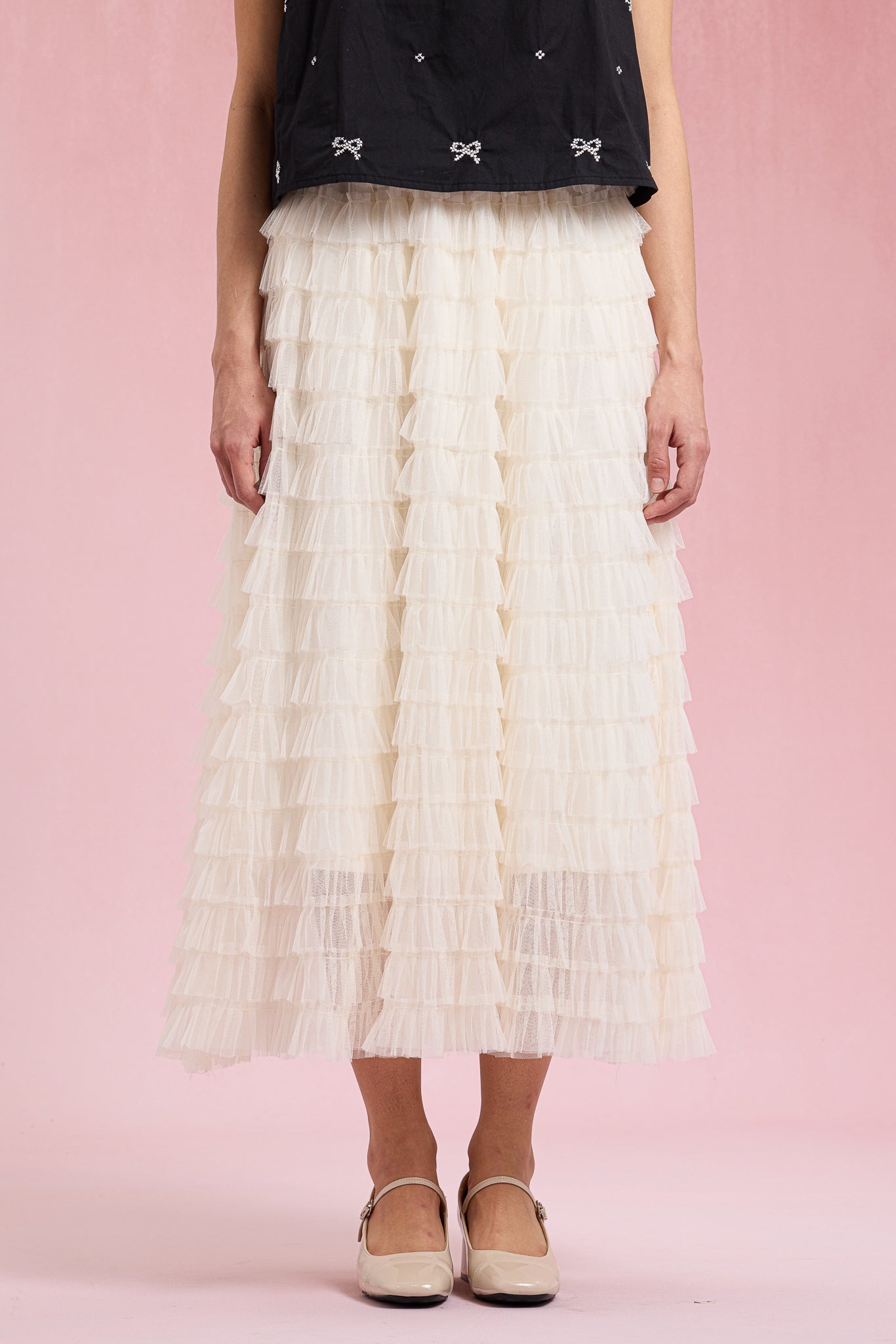 RP2929 - Cream Cascade Ruffle Skirt (2S-2M-2L)