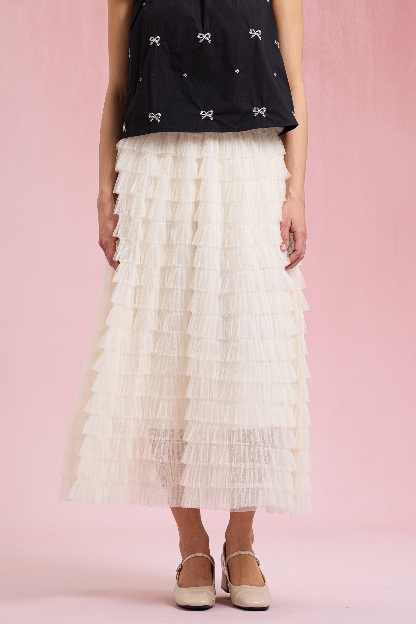 RP2929 - Cream Cascade Ruffle Skirt (2S-2M-2L)