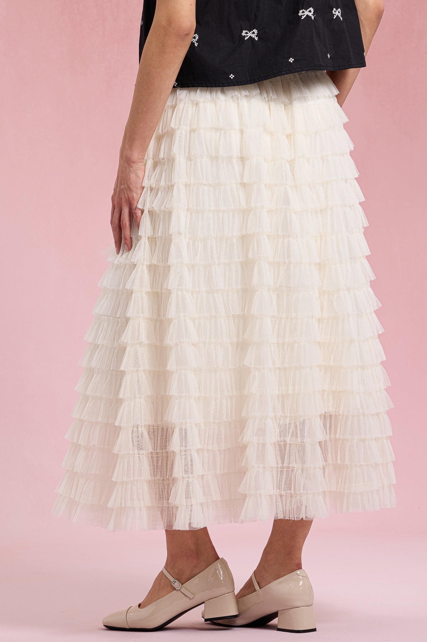 RP2929 - Cream Cascade Ruffle Skirt (2S-2M-2L)