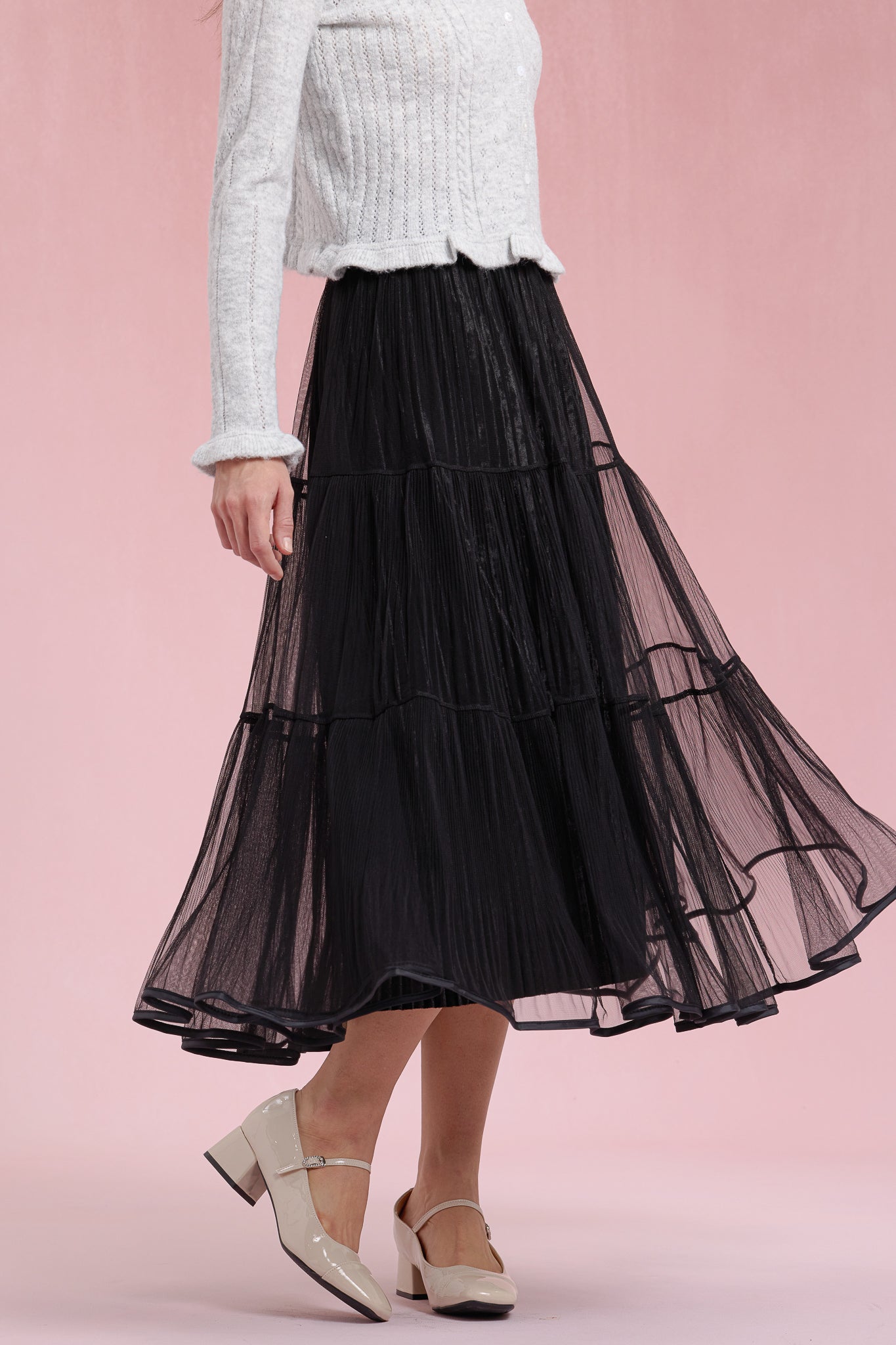 RP2930 - Black Shimmer Velvet-Lined Skirt (2S-2M-2L)
