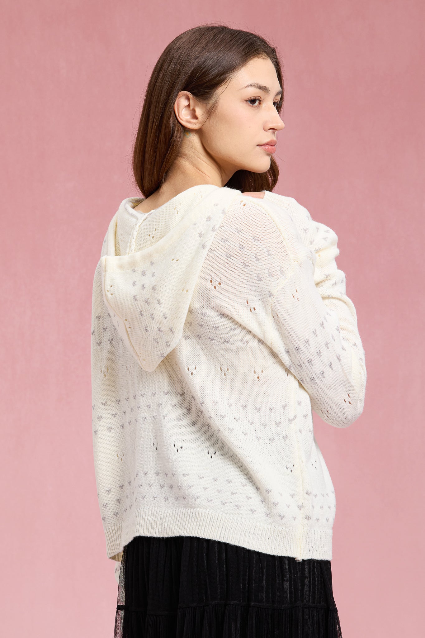 RP2957 - Tiny Hearts Pointelle Hoodie Cardigan (2S-2M-2L)