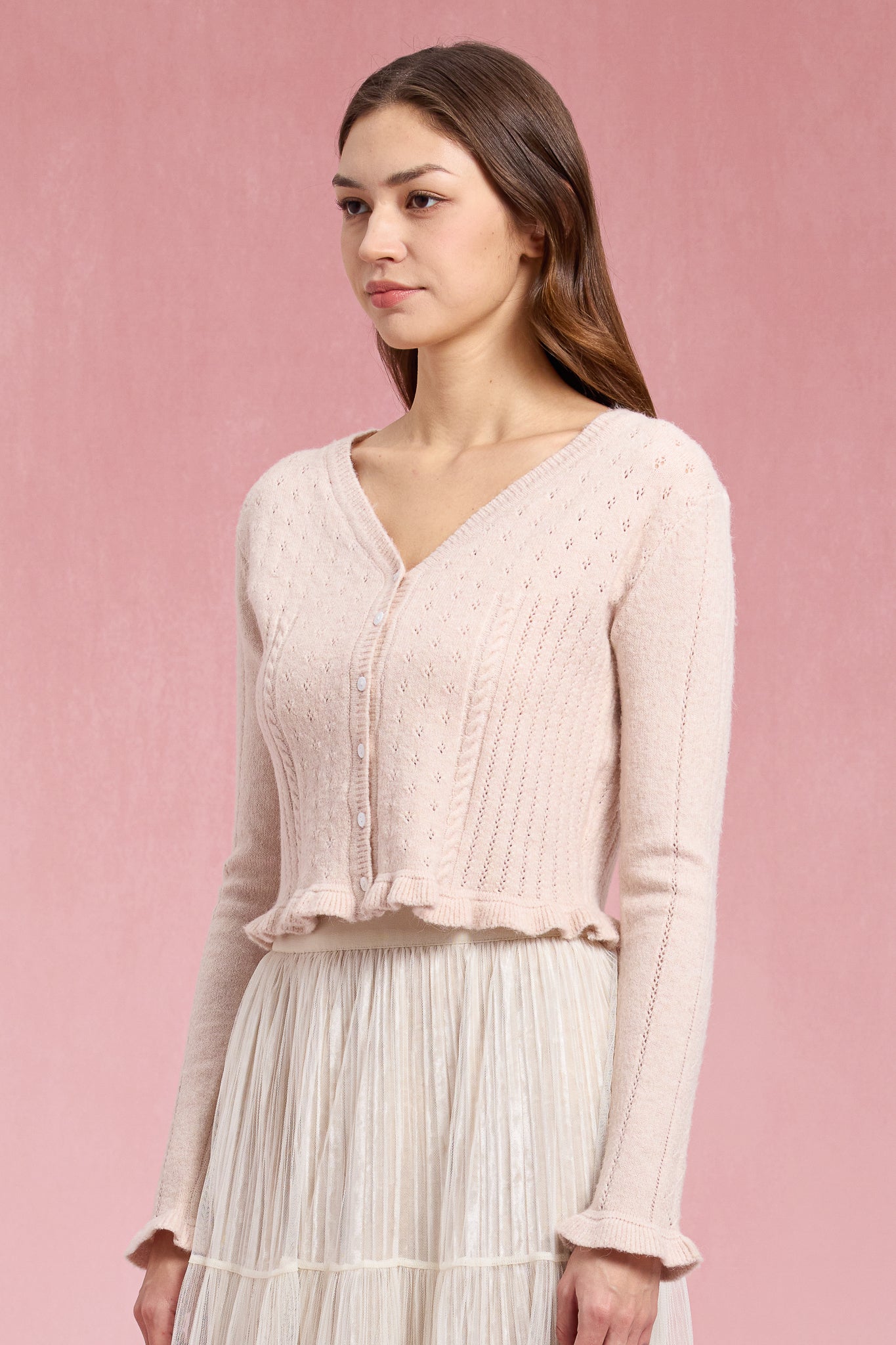 RP2936 - Rosy Ruffle Pointelle Knit Top (2S-2M-2L)