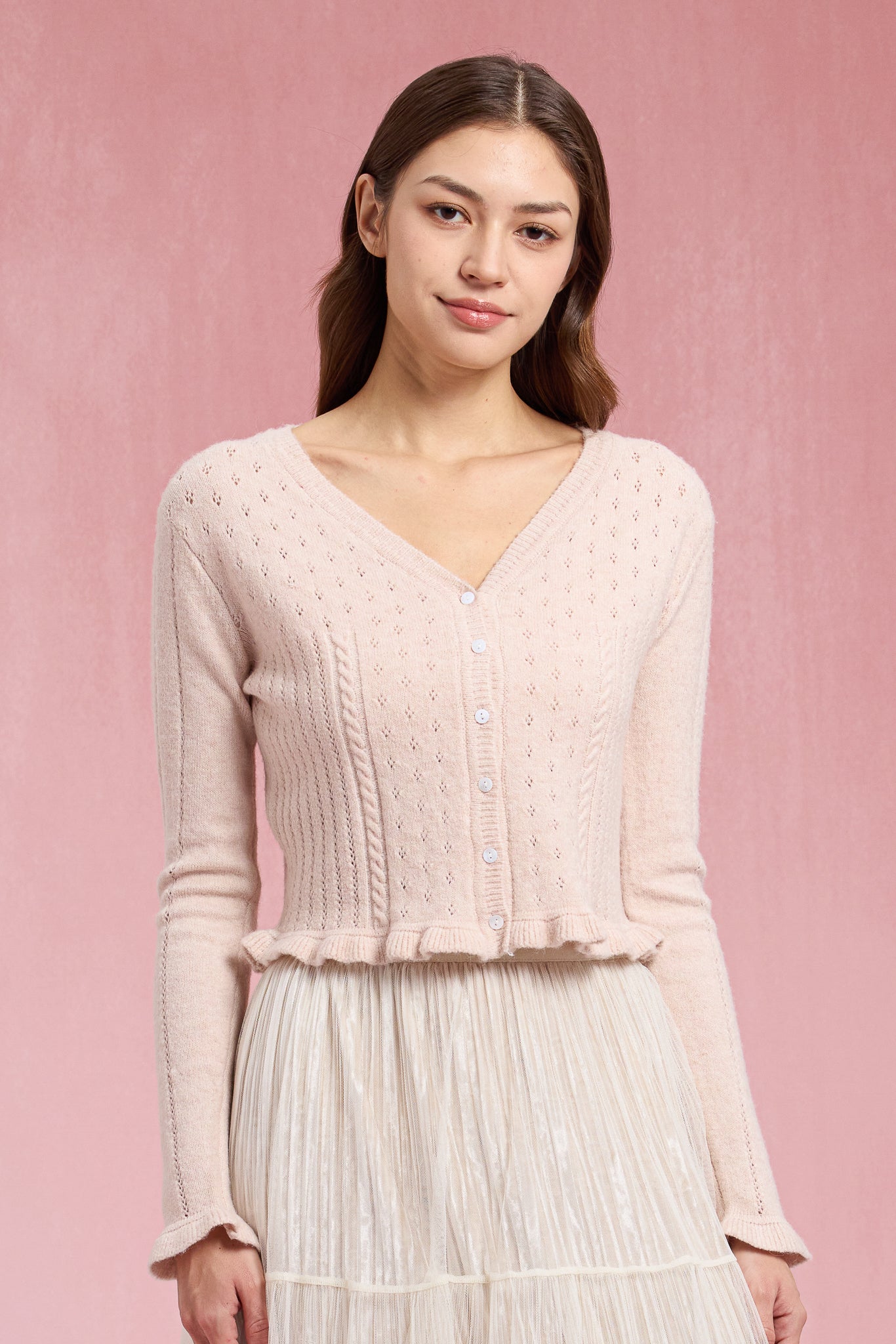 RP2936 - Rosy Ruffle Pointelle Knit Top (2S-2M-2L)