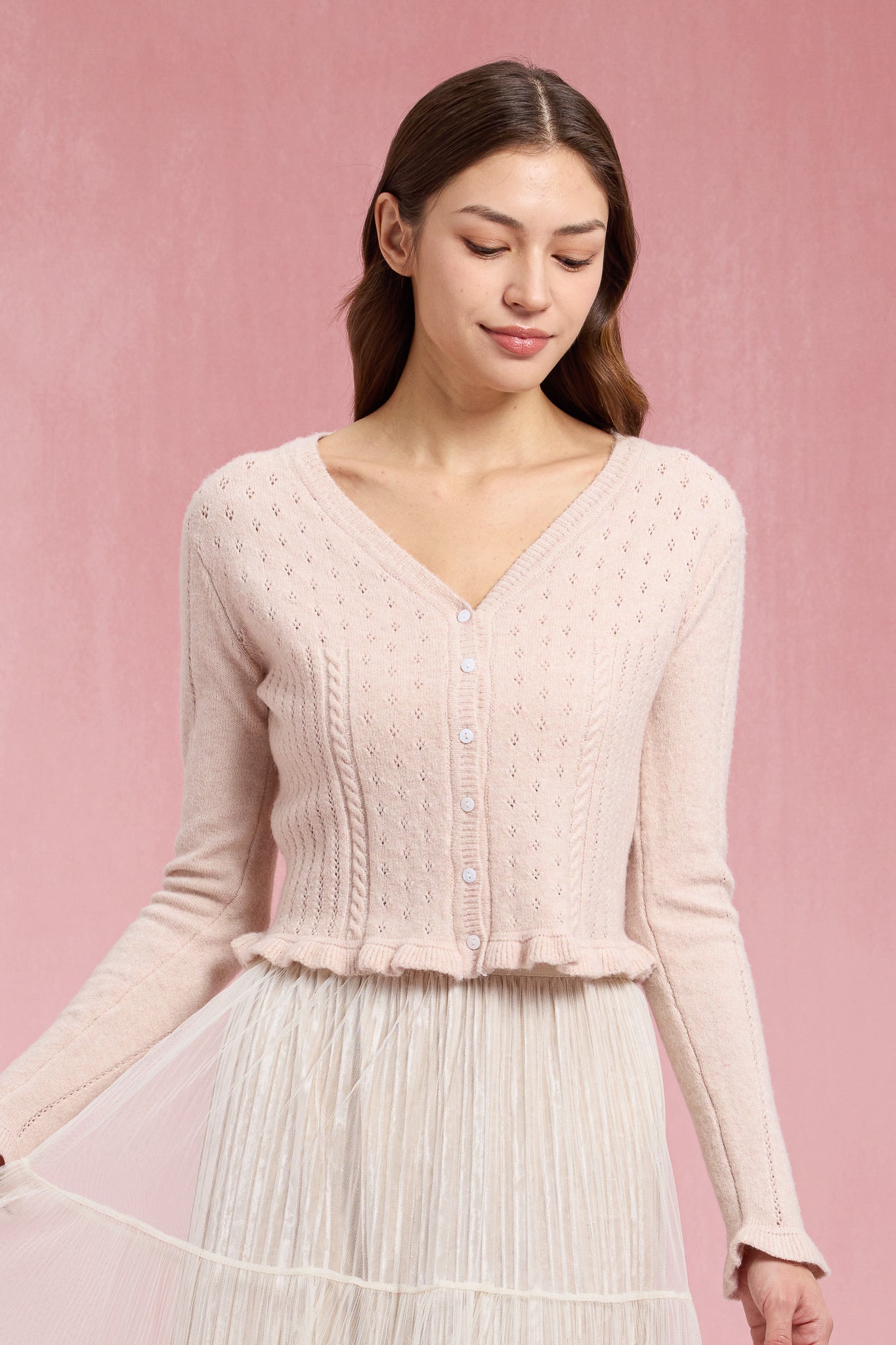 RP2936 - Rosy Ruffle Pointelle Knit Top (2S-2M-2L)