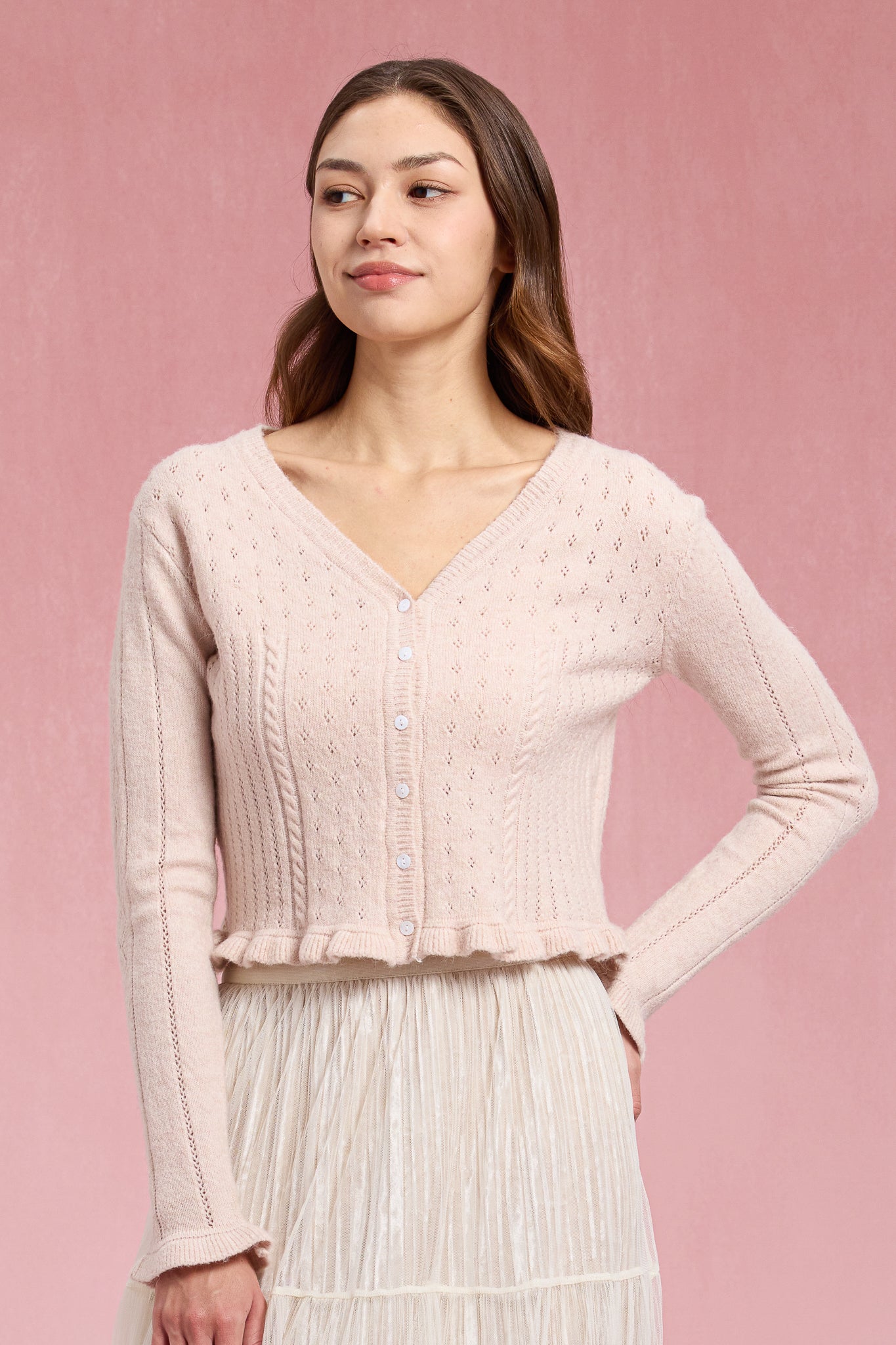 RP2936 - Rosy Ruffle Pointelle Knit Top (2S-2M-2L)