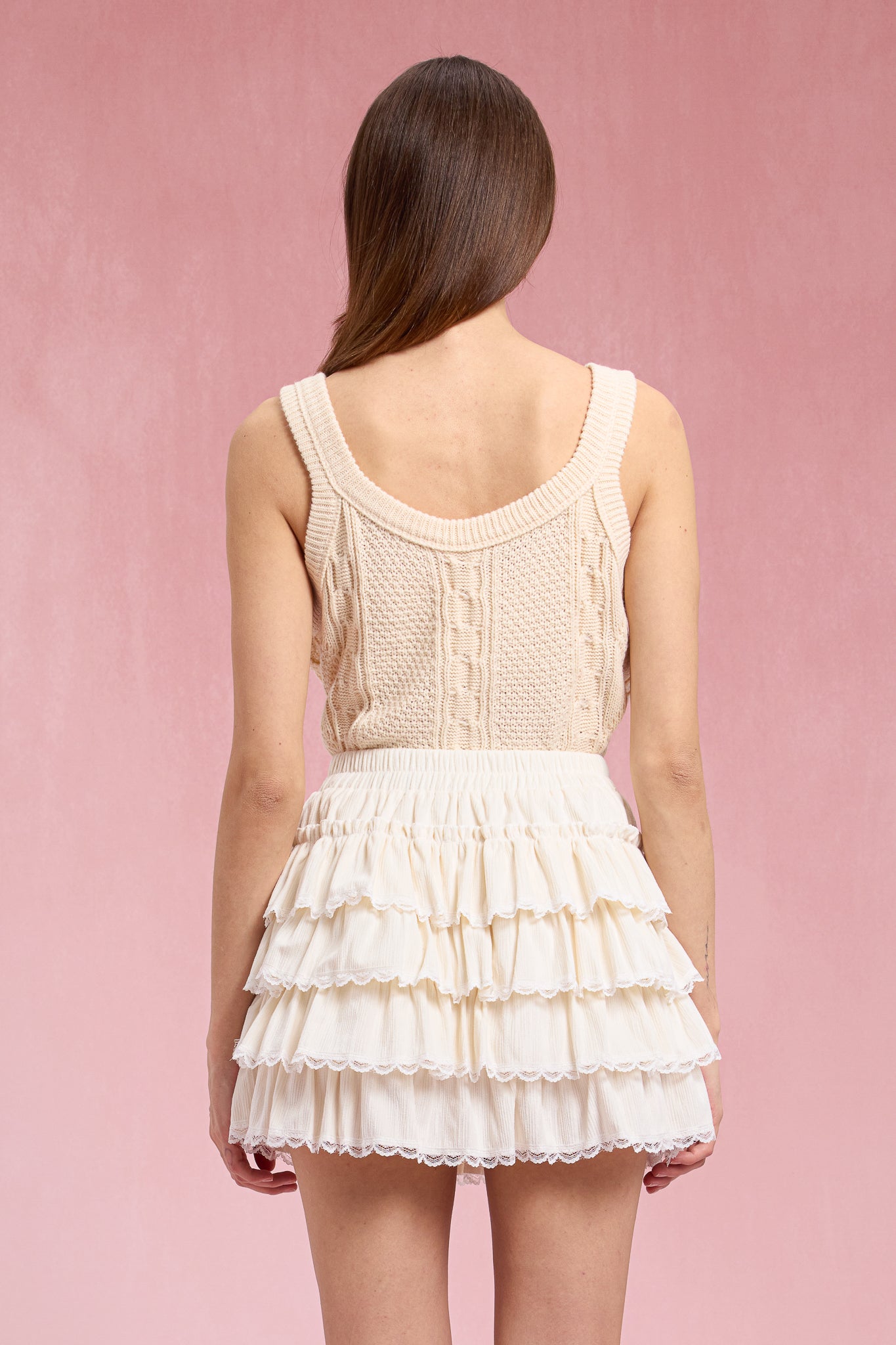 RP3043 - Cream Lace Tiered Ruffle Skirt (2S-2M-2L)