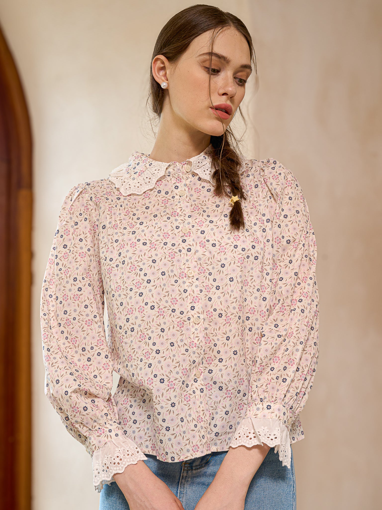 RP2488 - Vintage Blossom Lace Collar Top (2S-2M-2L)