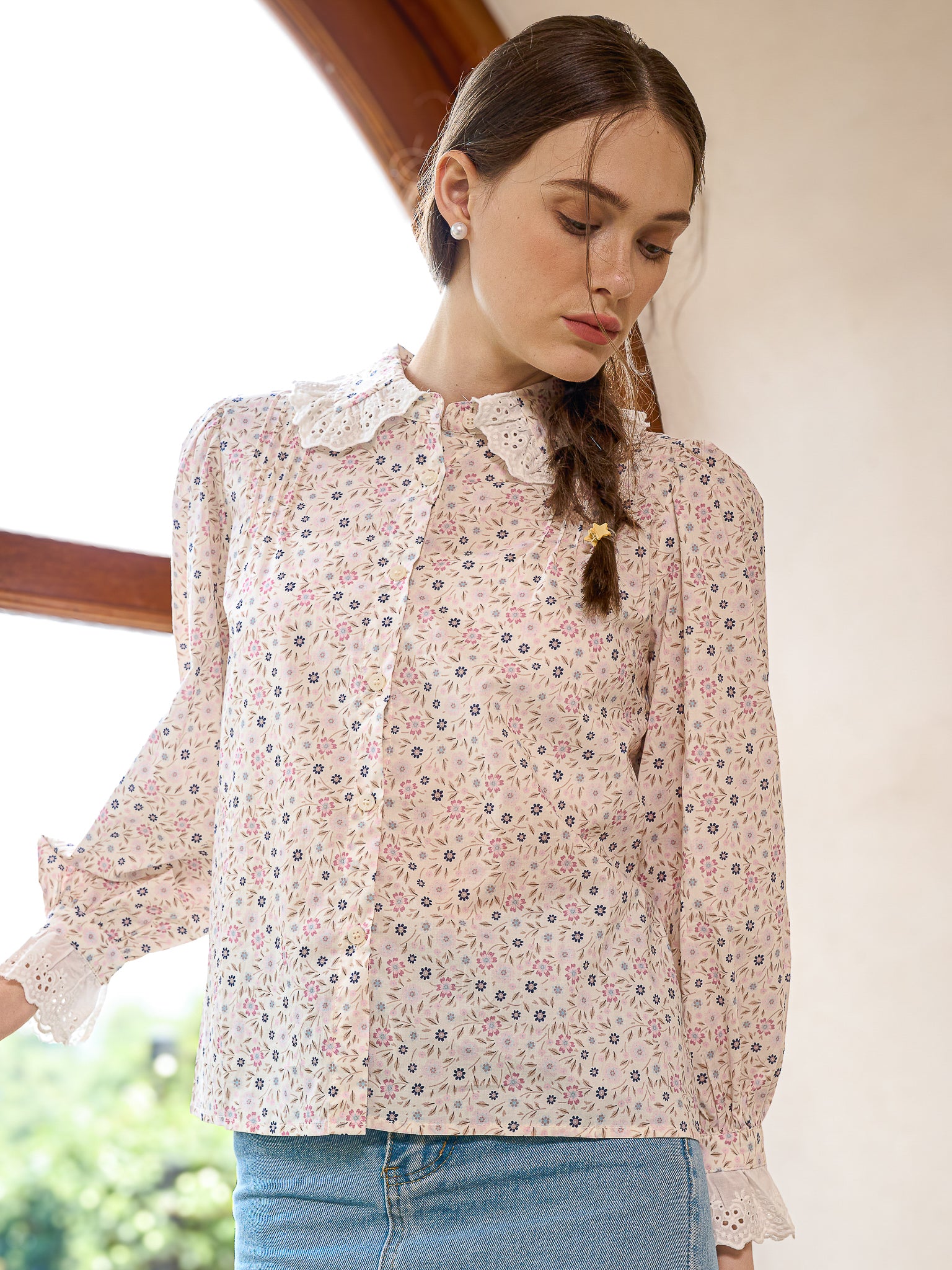 RP2488 - Vintage Blossom Lace Collar Top (2S-2M-2L)