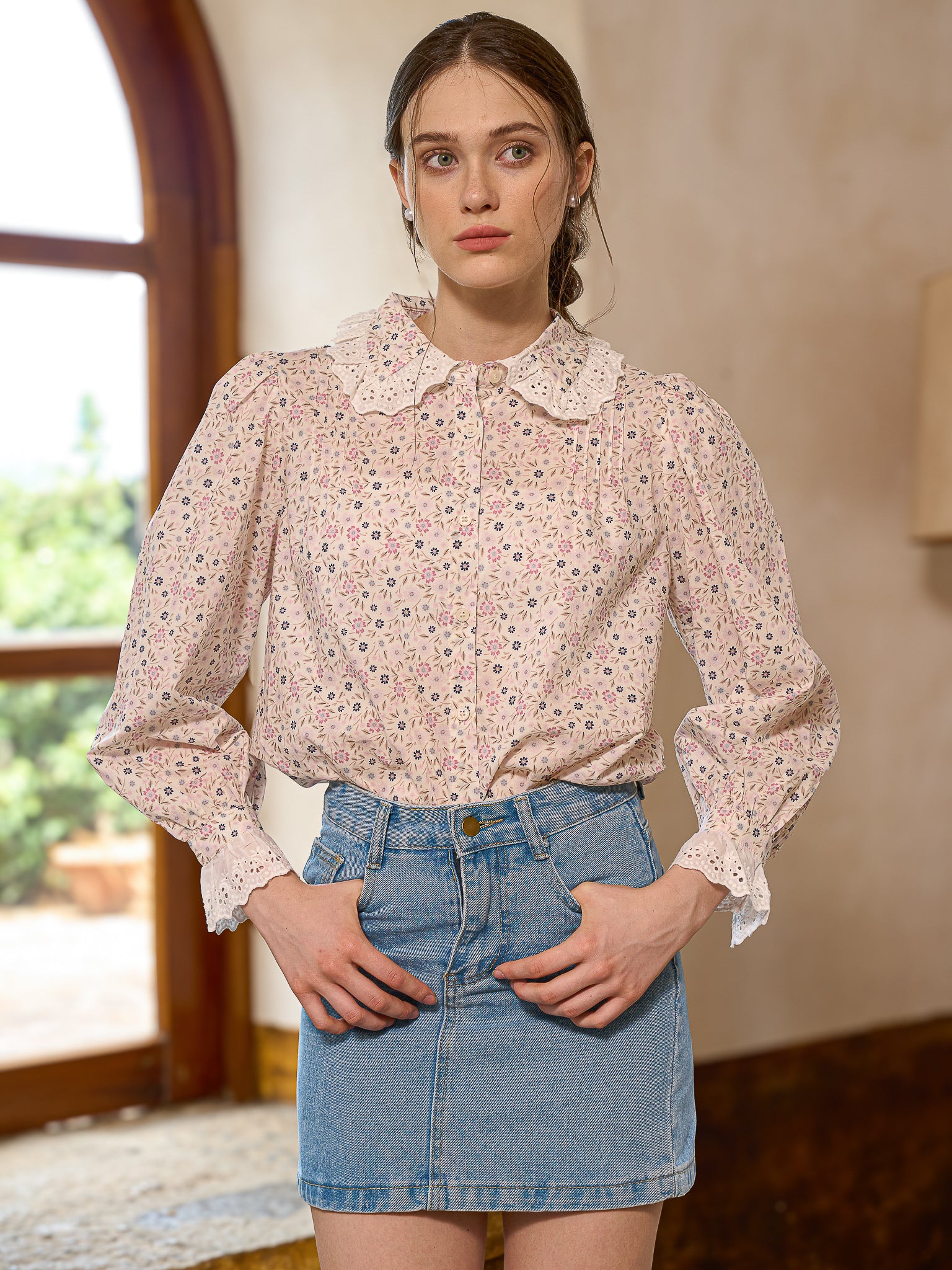 RP2488 - Vintage Blossom Lace Collar Top (2S-2M-2L)