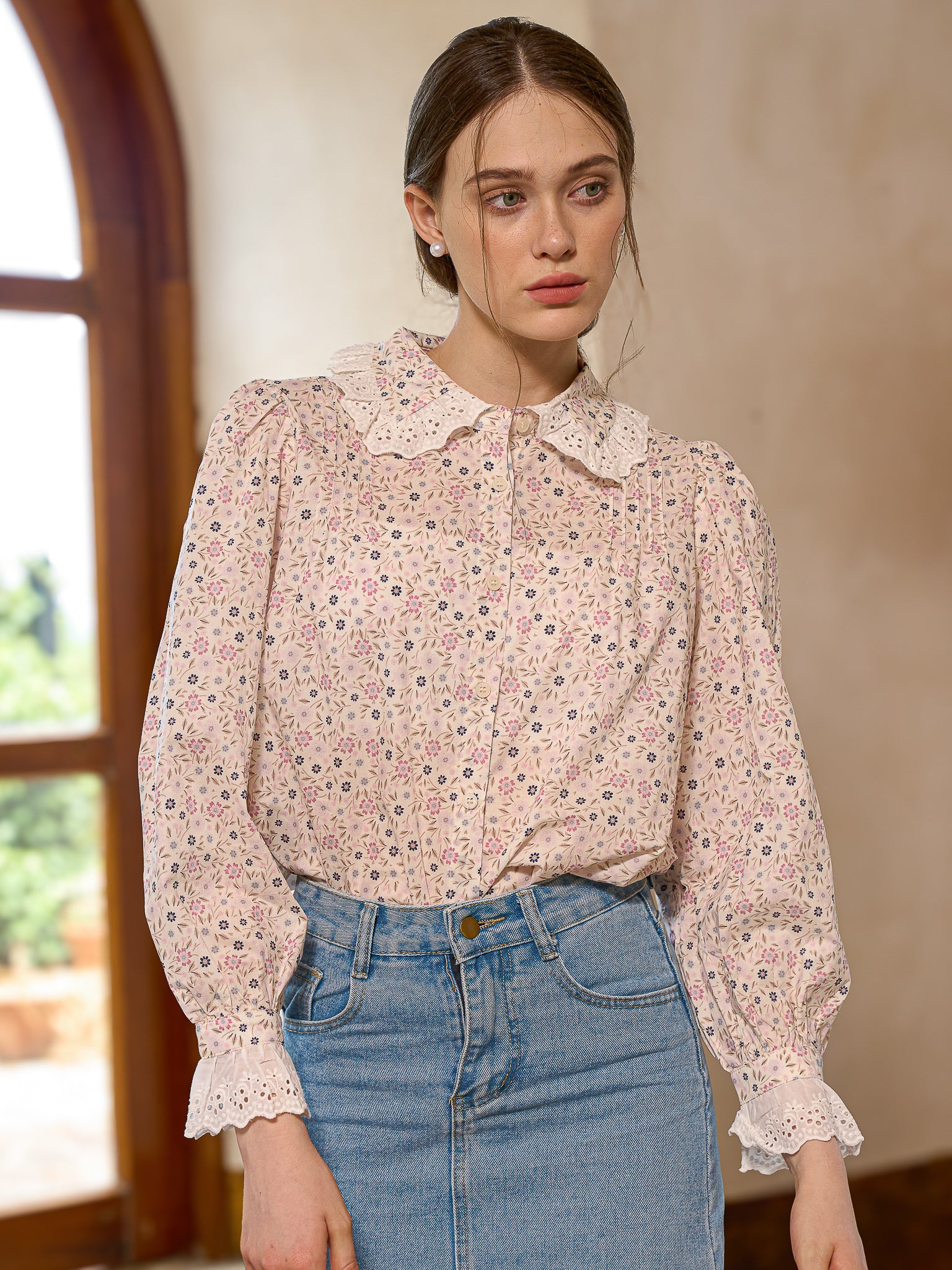 RP2488 - Vintage Blossom Lace Collar Top (2S-2M-2L)