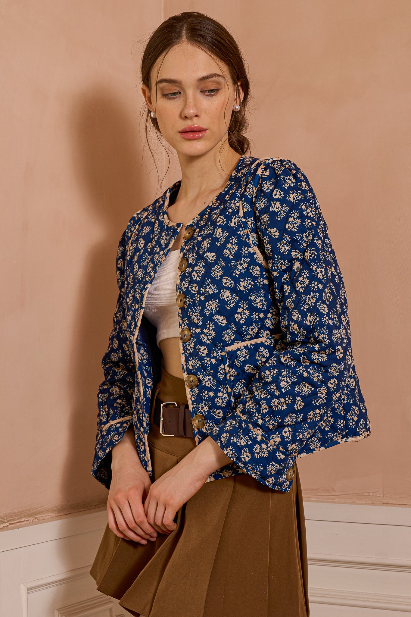 RP2494 - Navy Blue Vintage-Style Quilted Jacket (2S-2M-2L)