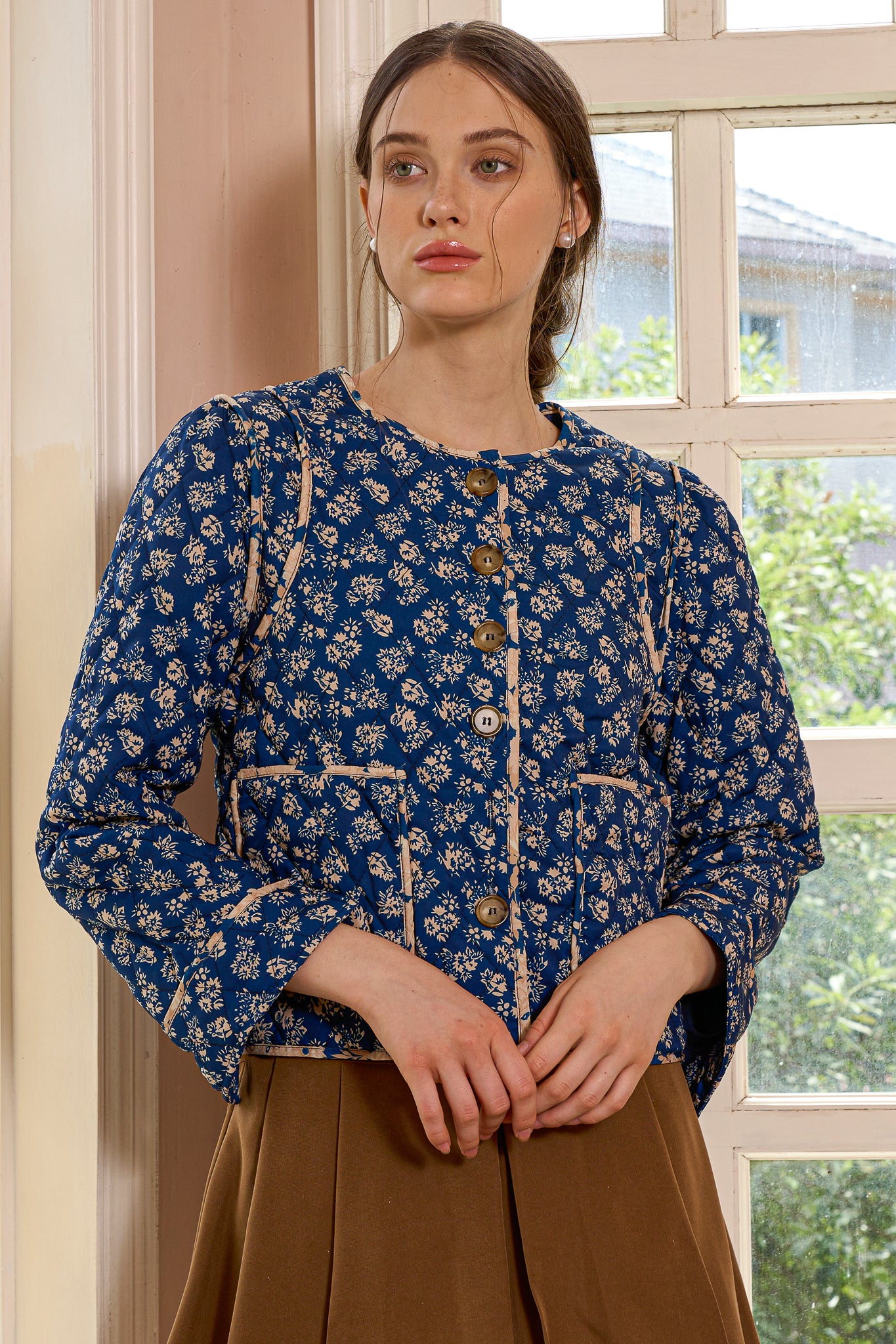RP2494 - Navy Blue Vintage-Style Quilted Jacket (2S-2M-2L)
