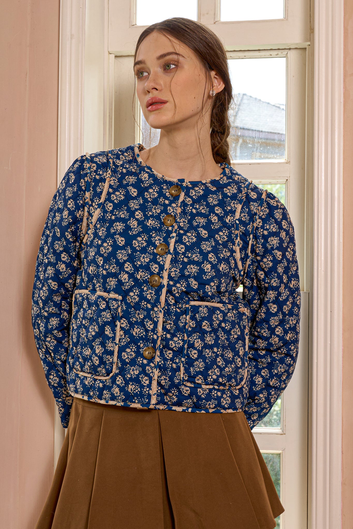 RP2494 - Navy Blue Vintage-Style Quilted Jacket (2S-2M-2L)