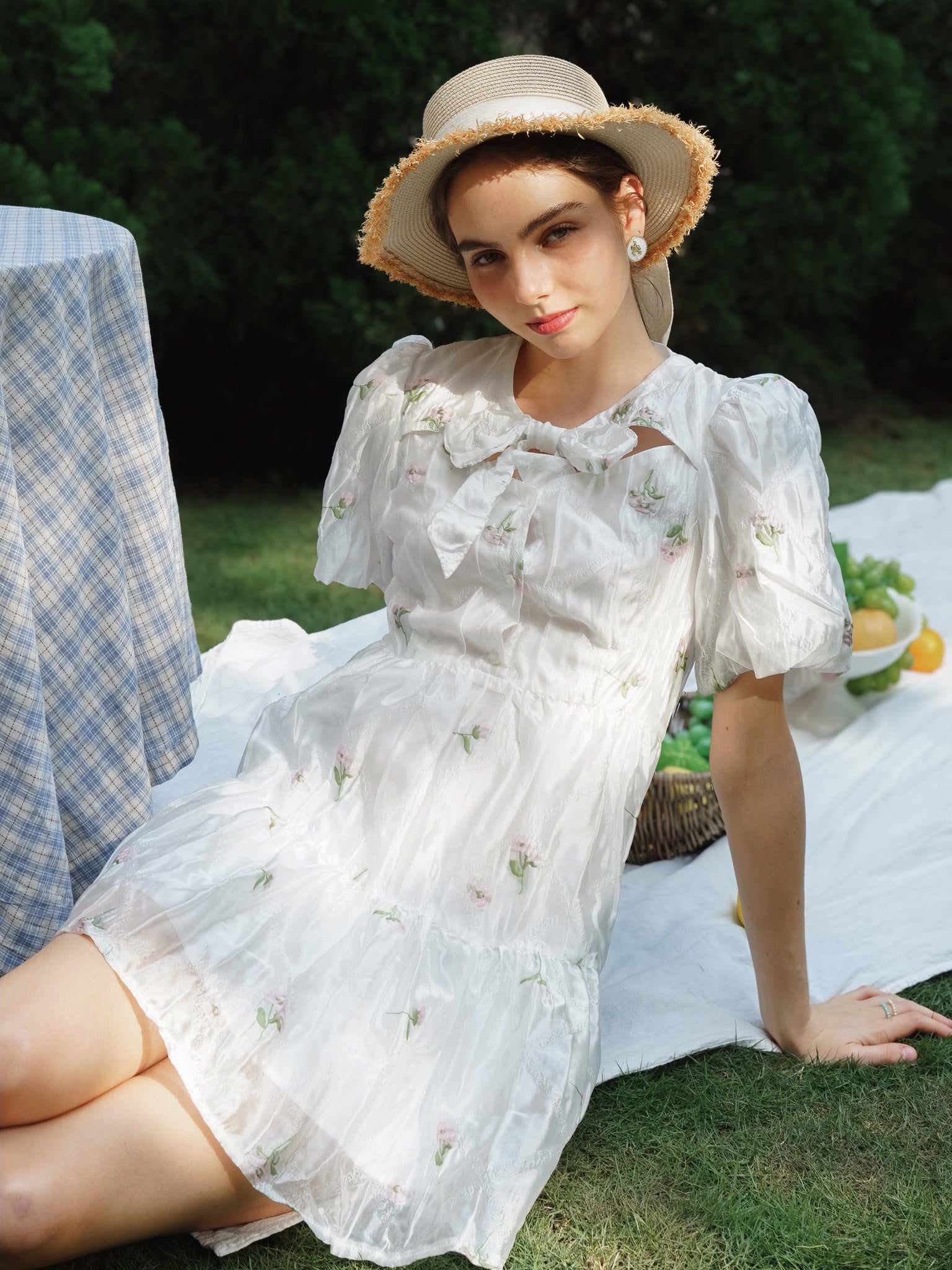 RP2237 - Garden Whimsy Puff-Sleeve Mini Dress with Bow Collar (2S-2M-2L)