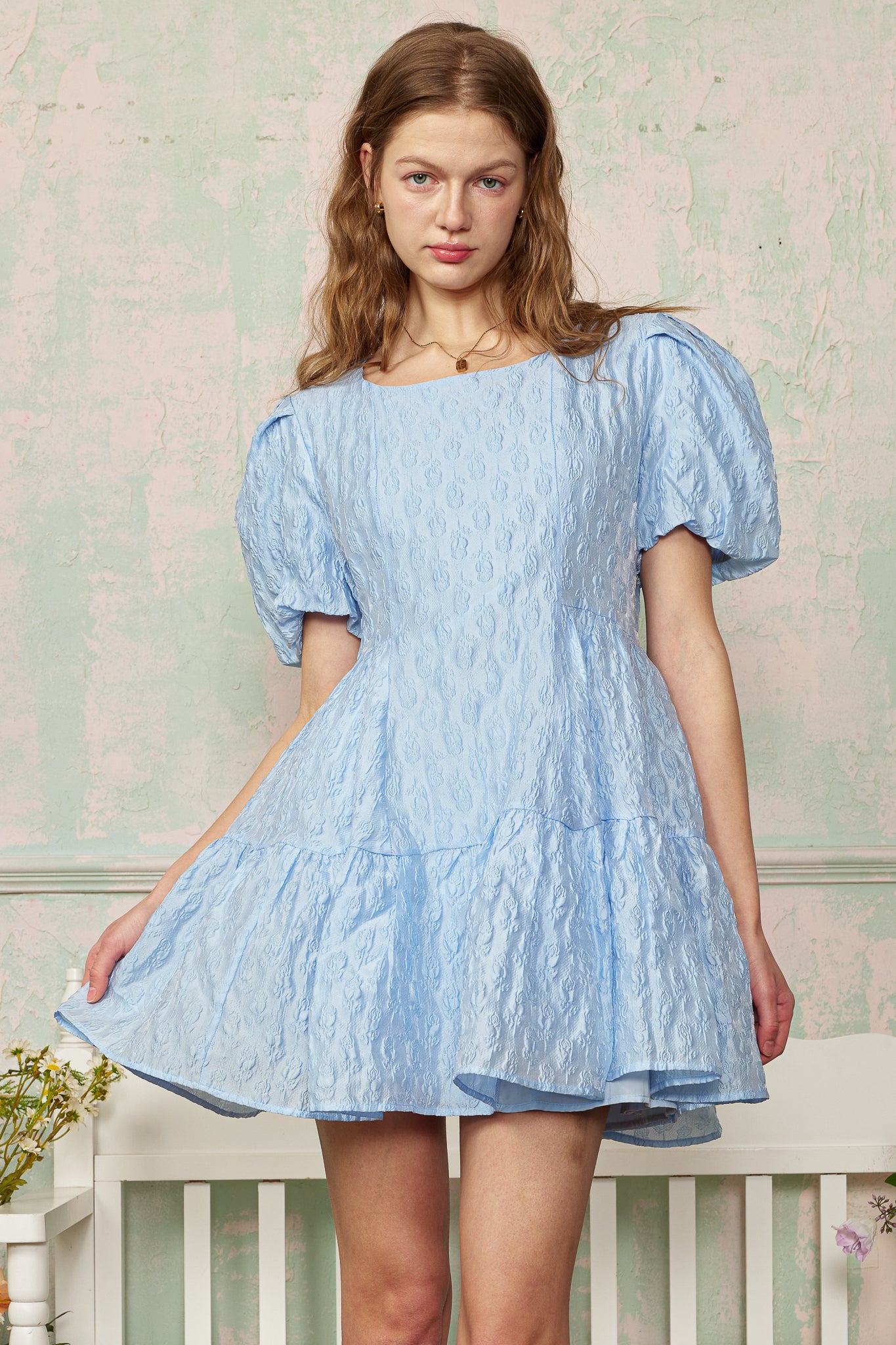 RP2870 - Sky Puff Textured Mini Dress (2S-2M-2L)