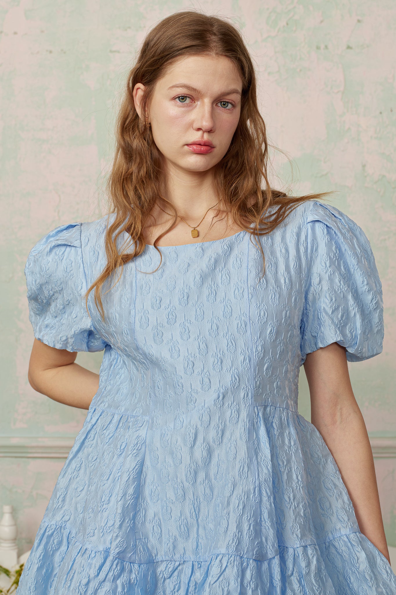 RP2870 - Sky Puff Textured Mini Dress (2S-2M-2L)