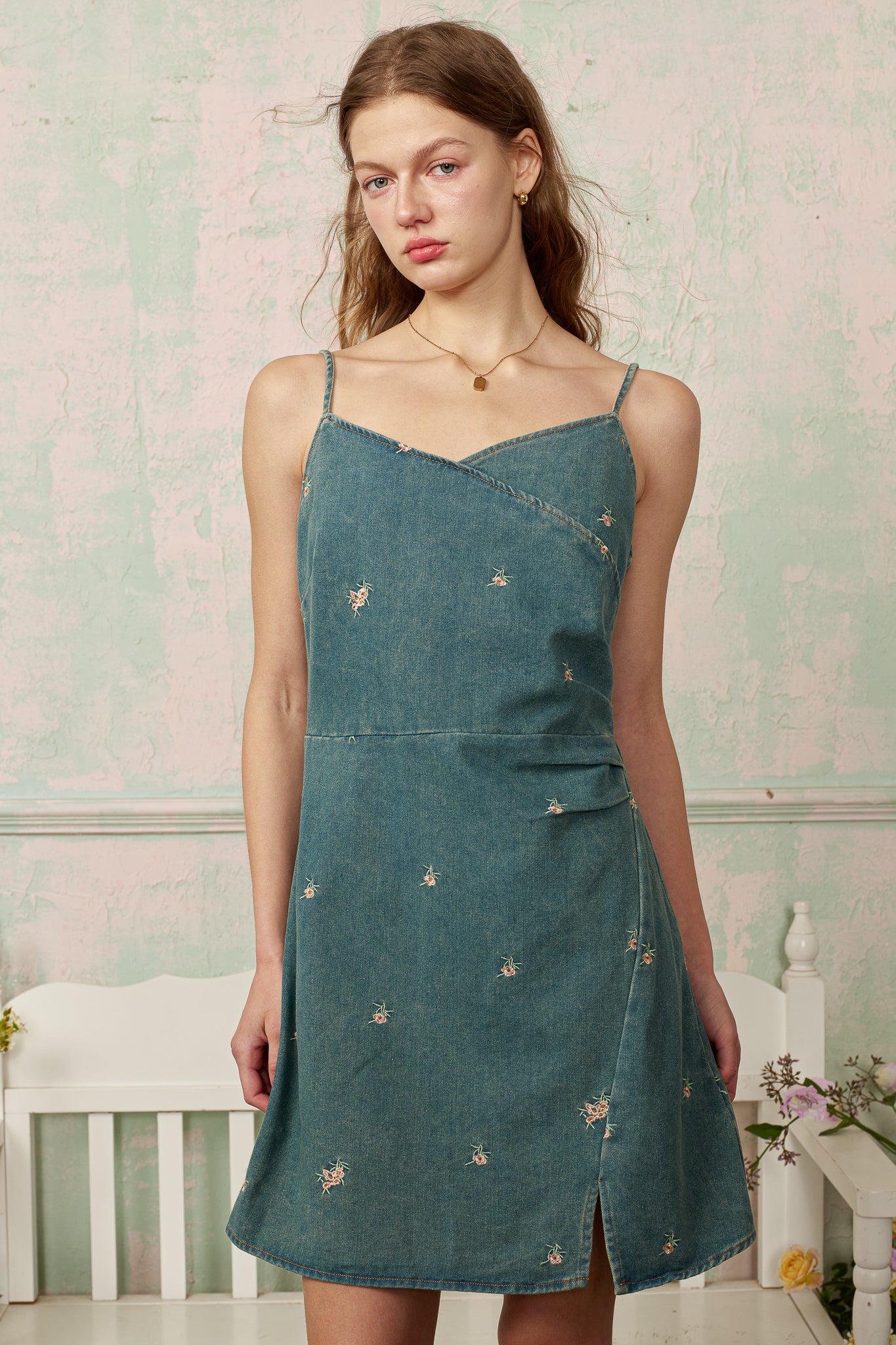 RP2884 - Denim Rosebud Slip Dress (2S-2M-2L)