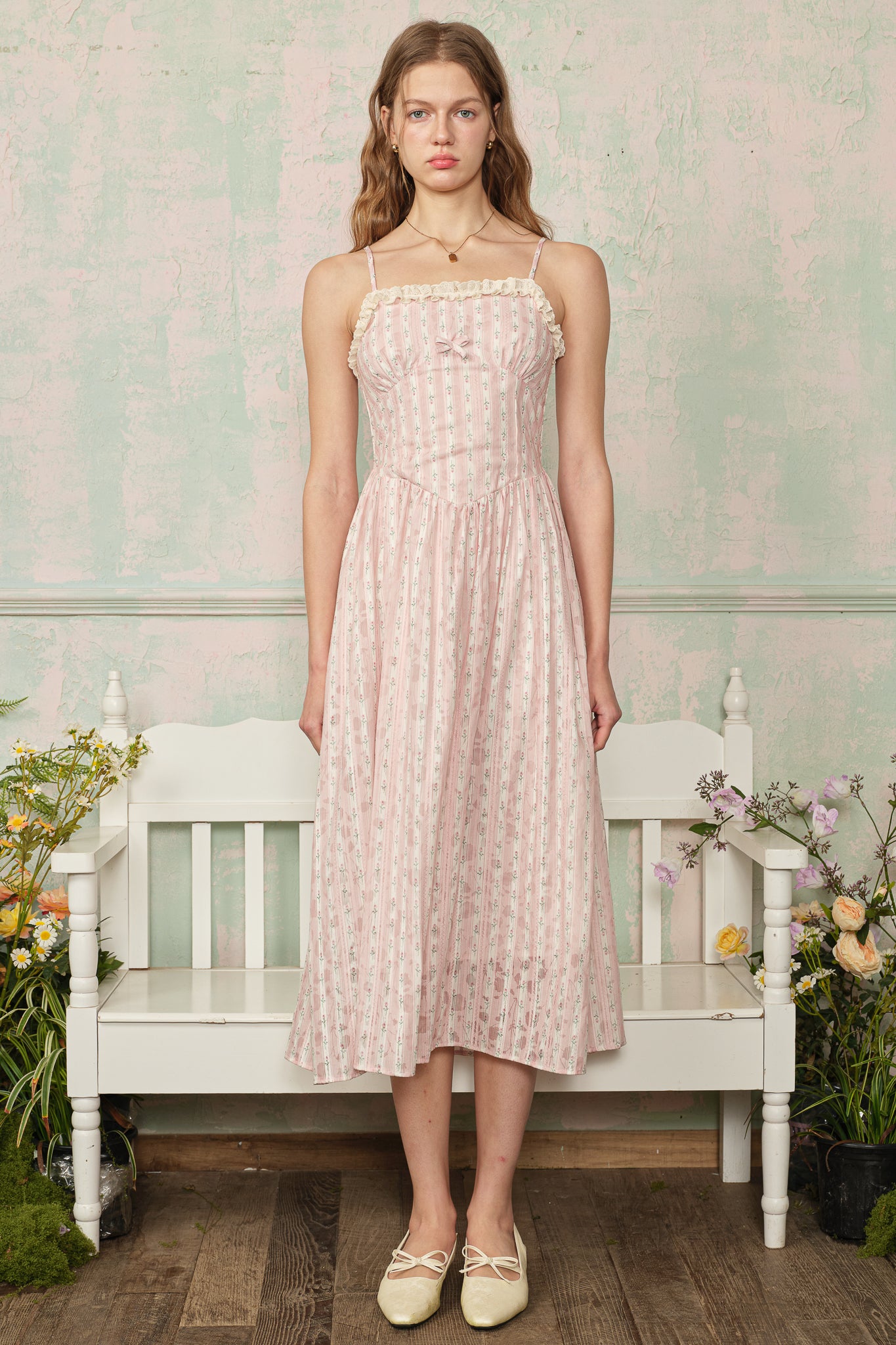 RP2869 - Blush Wildflower Stripe Dress (2S-2M-2L)