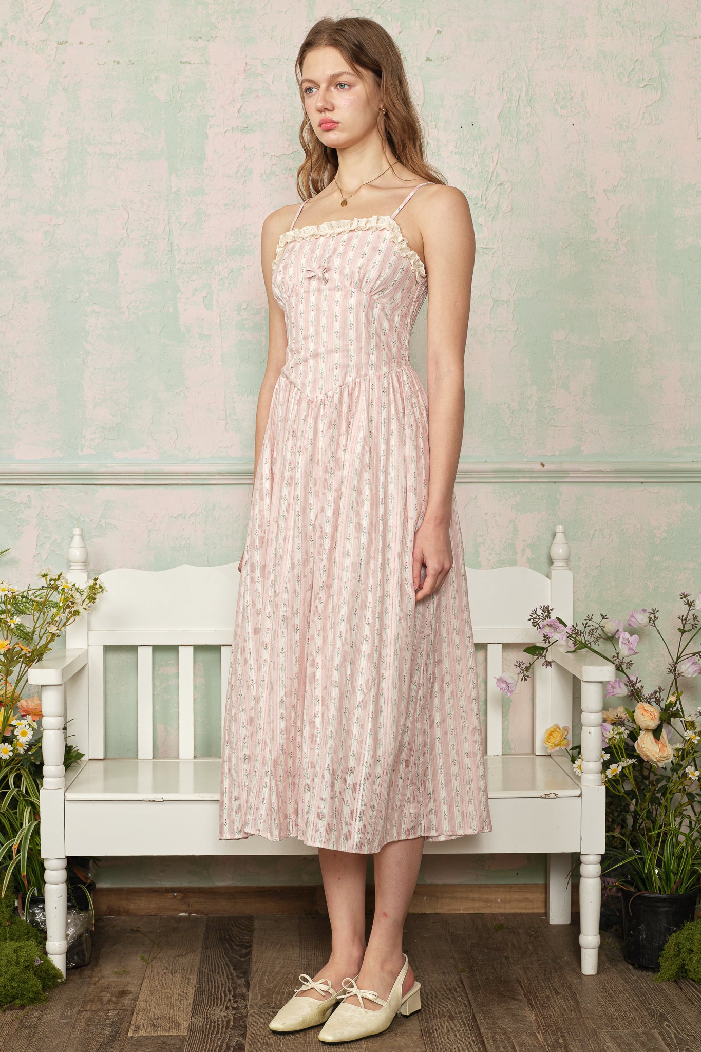 RP2869 - Blush Wildflower Stripe Dress (2S-2M-2L)