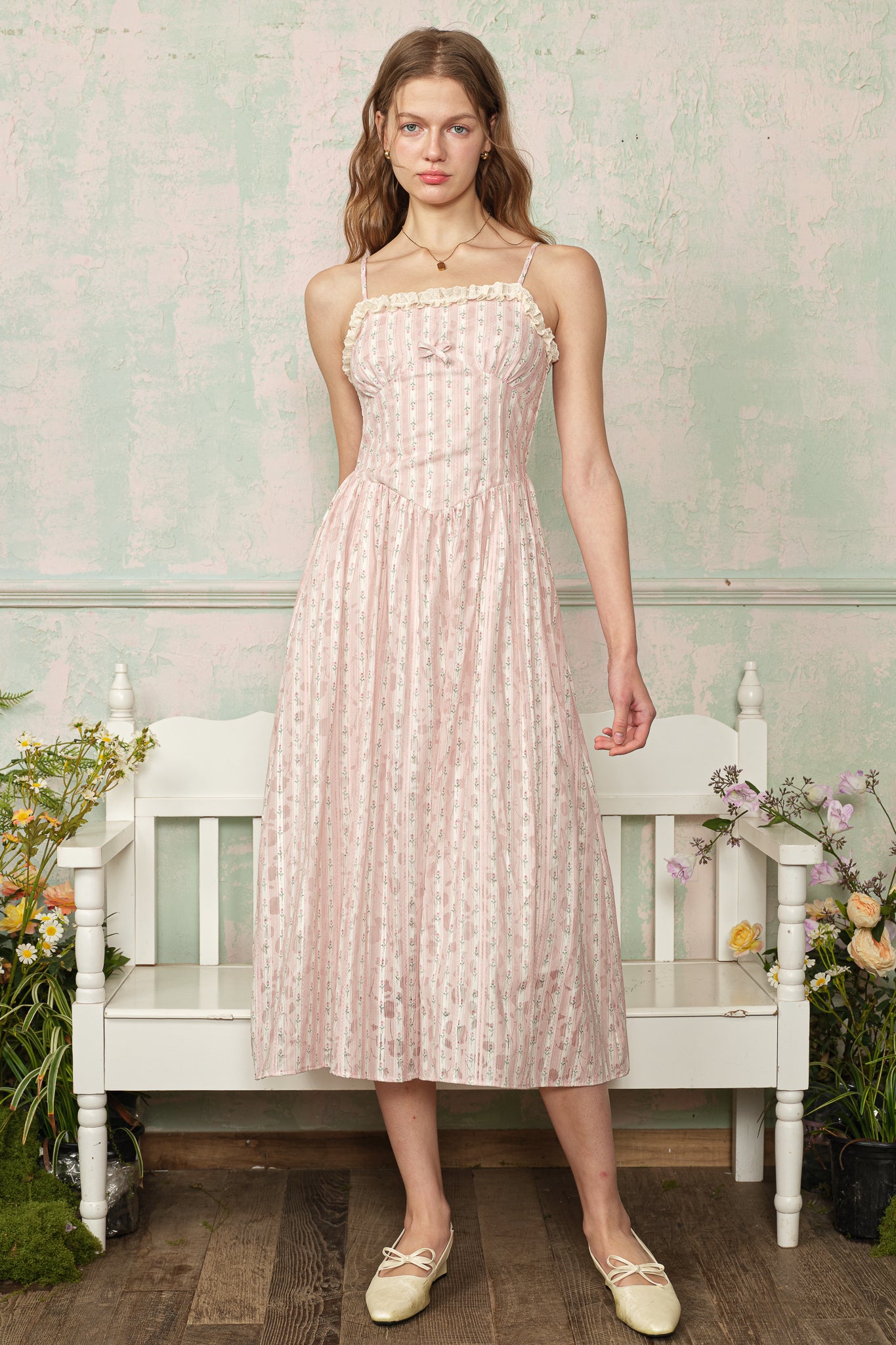 RP2869 - Blush Wildflower Stripe Dress (2S-2M-2L)
