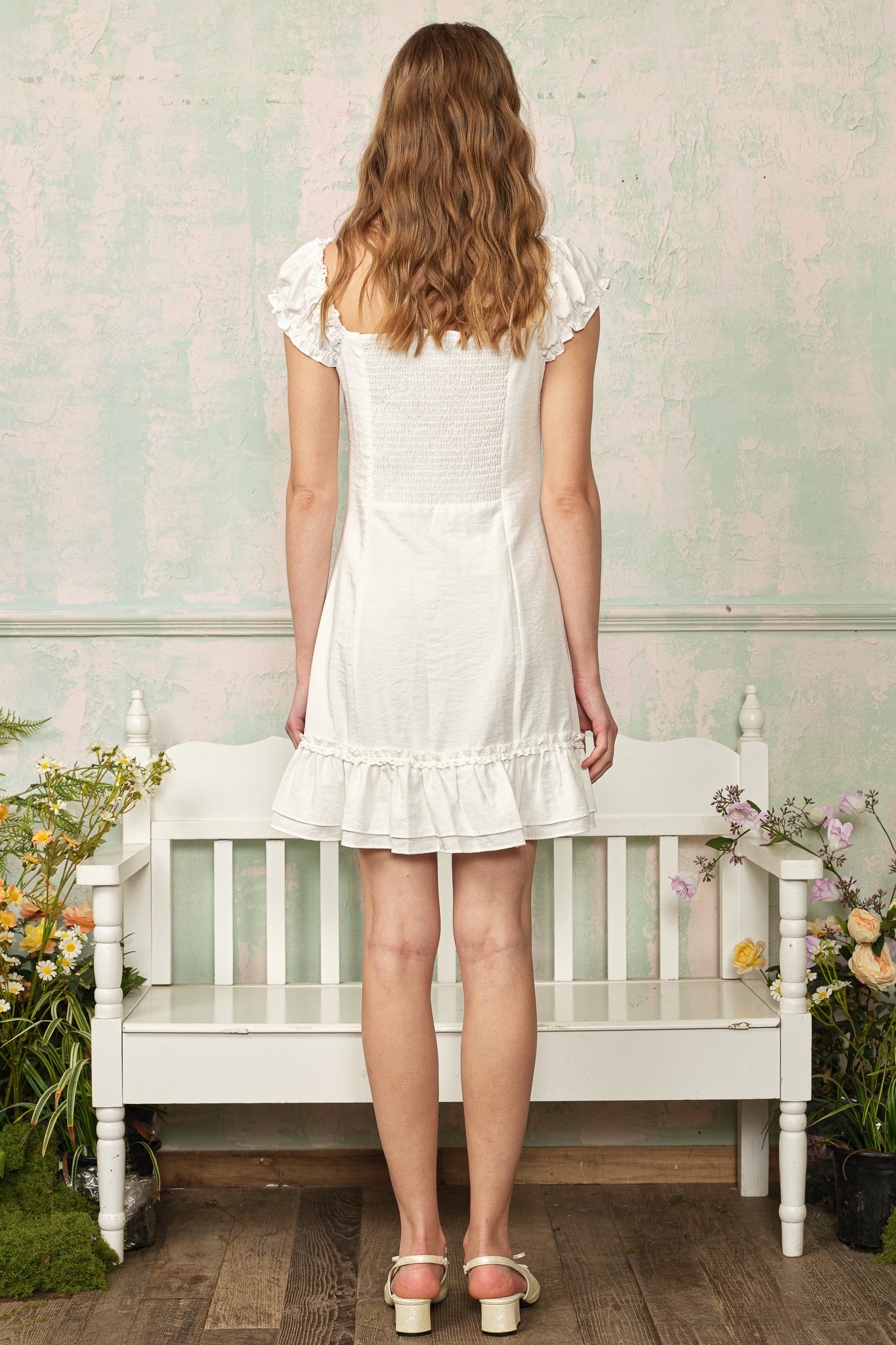 RP2871 - Ivory Textured Ruffle Dress (2S-2M-2L)