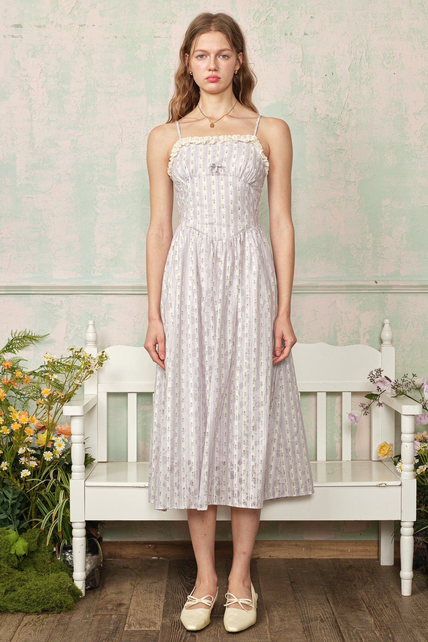 RP2868 - Lilac Wildflower Stripe Dress (2S-2M-2L)
