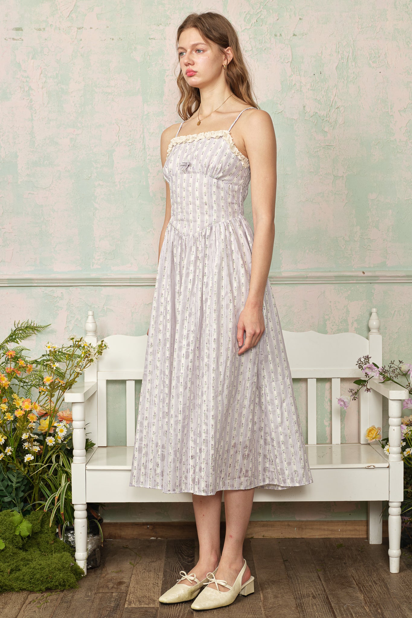 RP2868 - Lilac Wildflower Stripe Dress (2S-2M-2L)