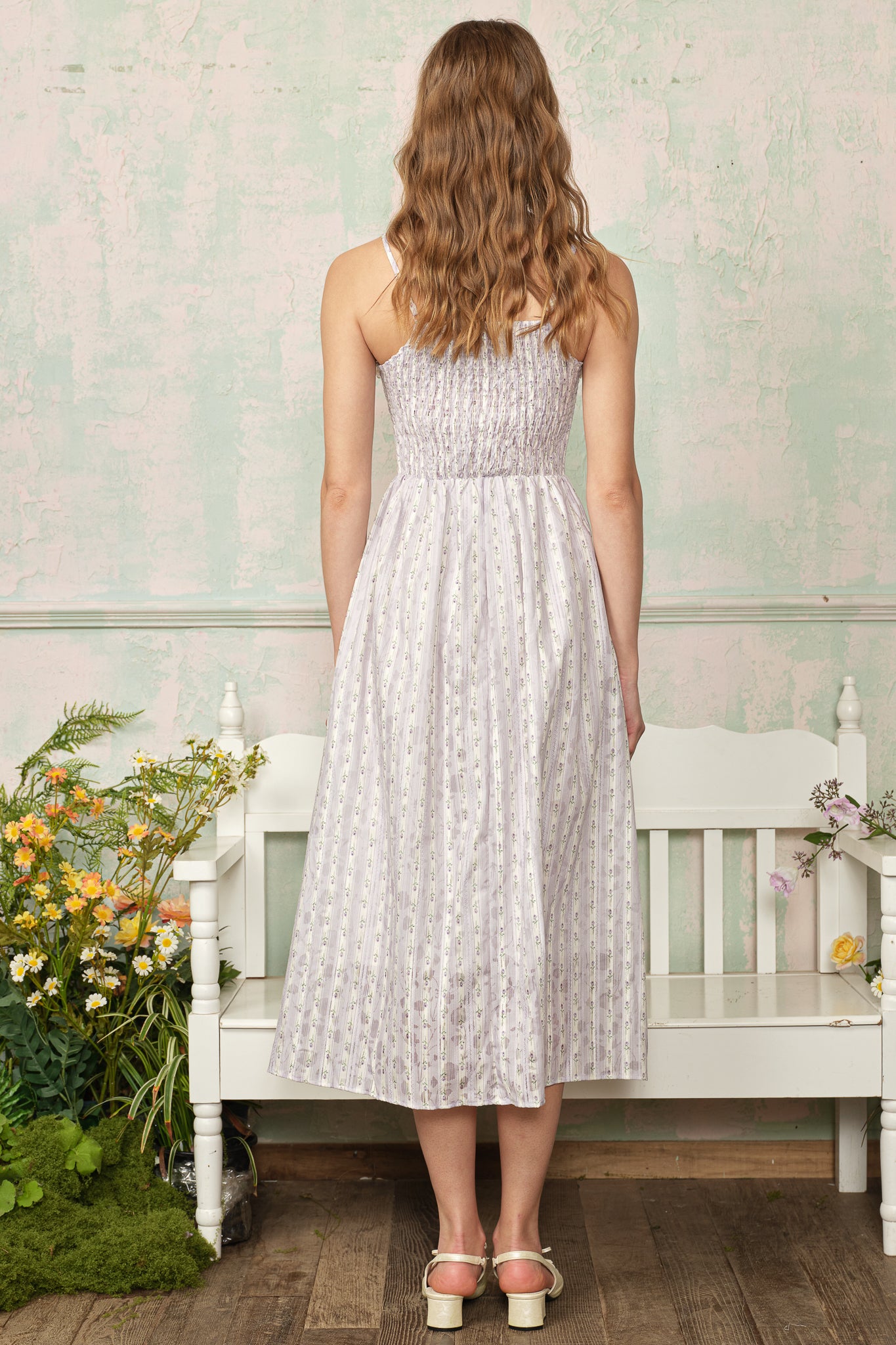 RP2868 - Lilac Wildflower Stripe Dress (2S-2M-2L)