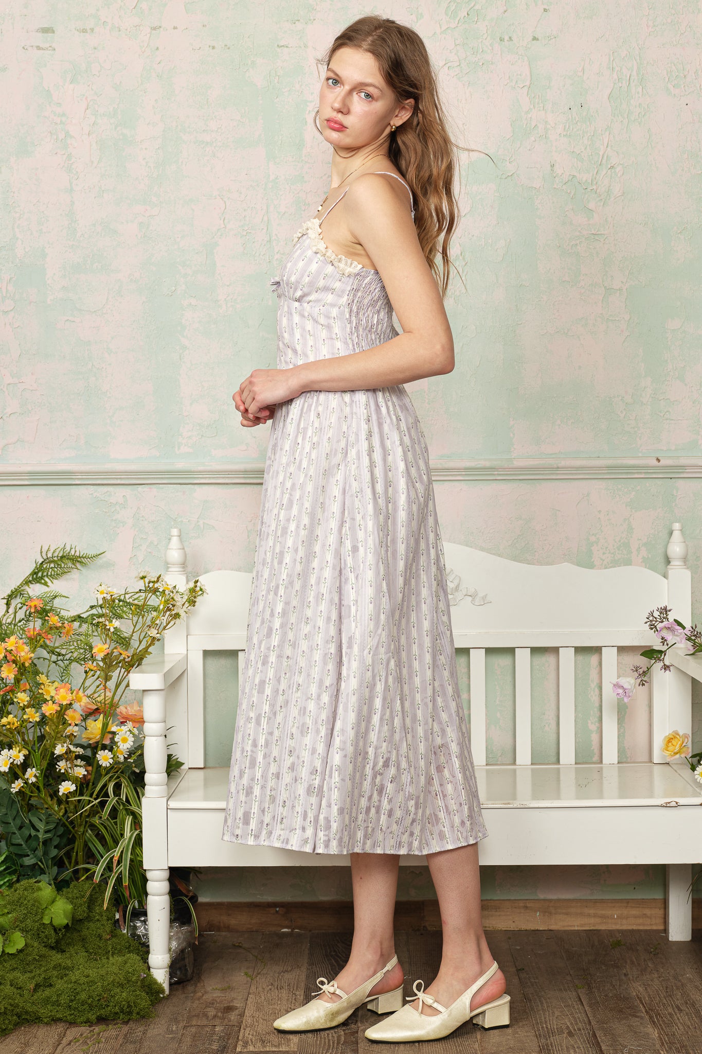 RP2868 - Lilac Wildflower Stripe Dress (2S-2M-2L)