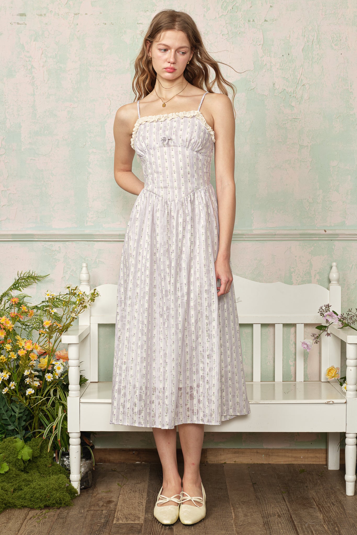 RP2868 - Lilac Wildflower Stripe Dress (2S-2M-2L)
