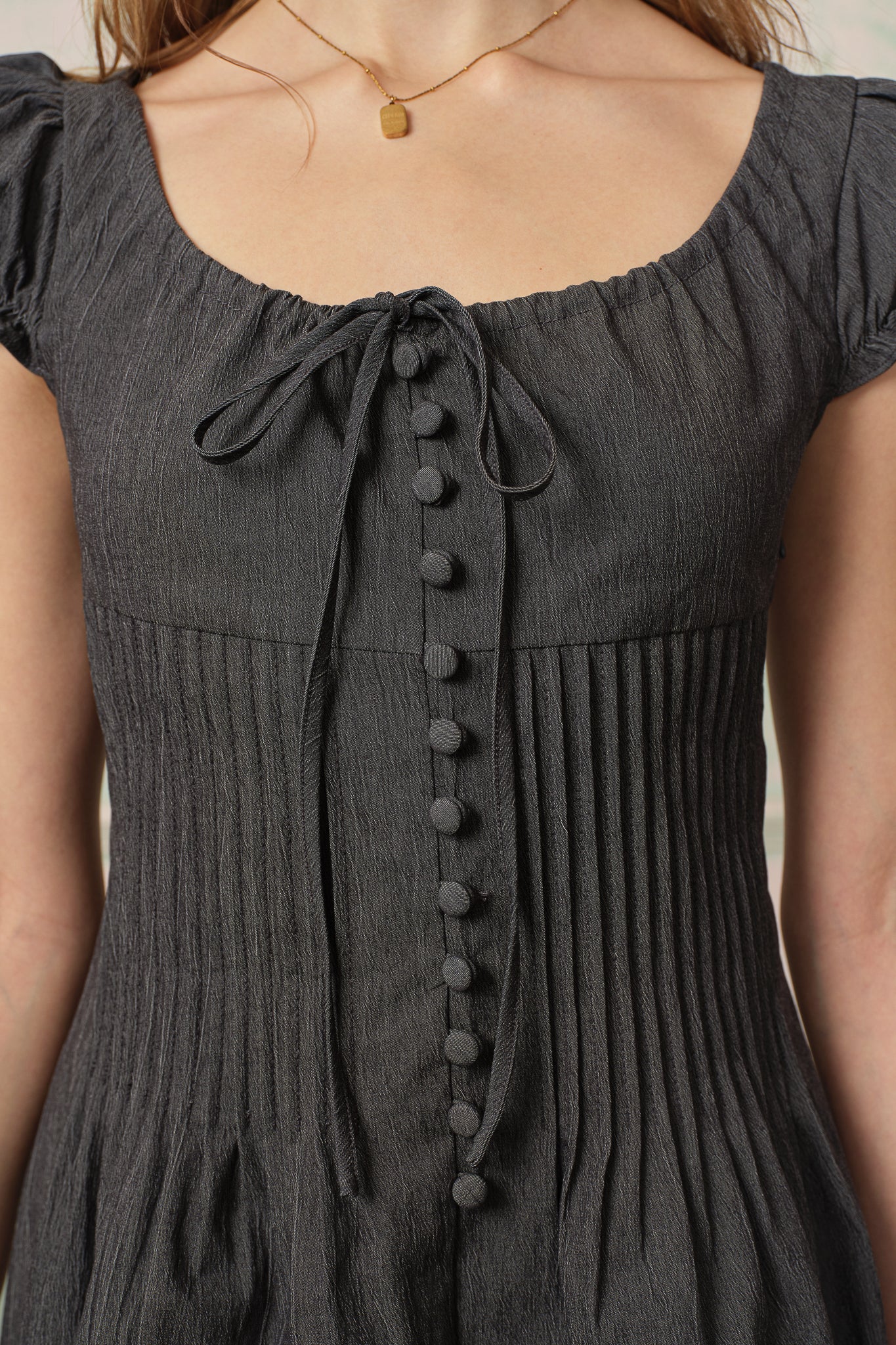 RP2872 - Buttoned Charcoal Mini Dress (2S-2M-2L)