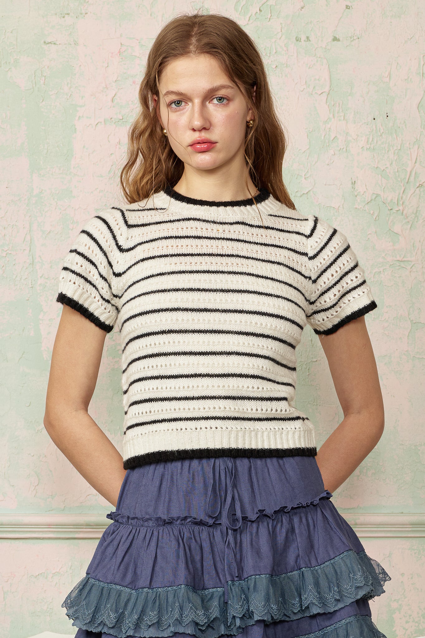 RP2815 - Black and White Striped Knit Top (2S-2M-2L)