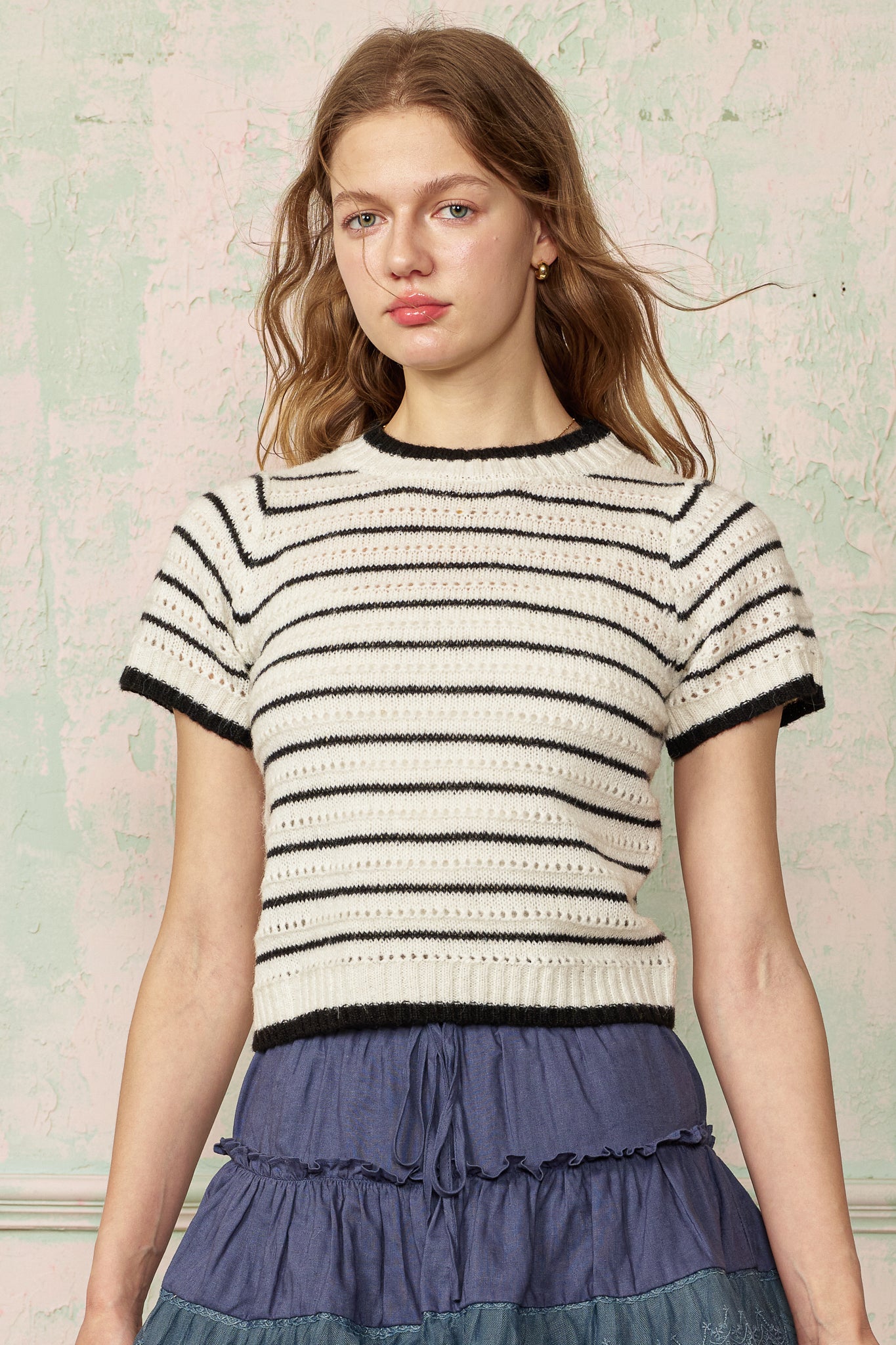RP2815 - Black and White Striped Knit Top (2S-2M-2L)