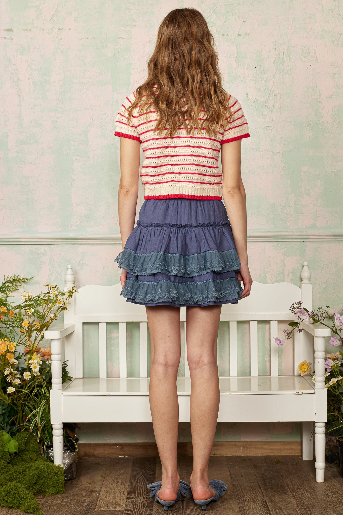 RP2800 - Red and Ivory Striped Knit Top (2S-2M-2L)