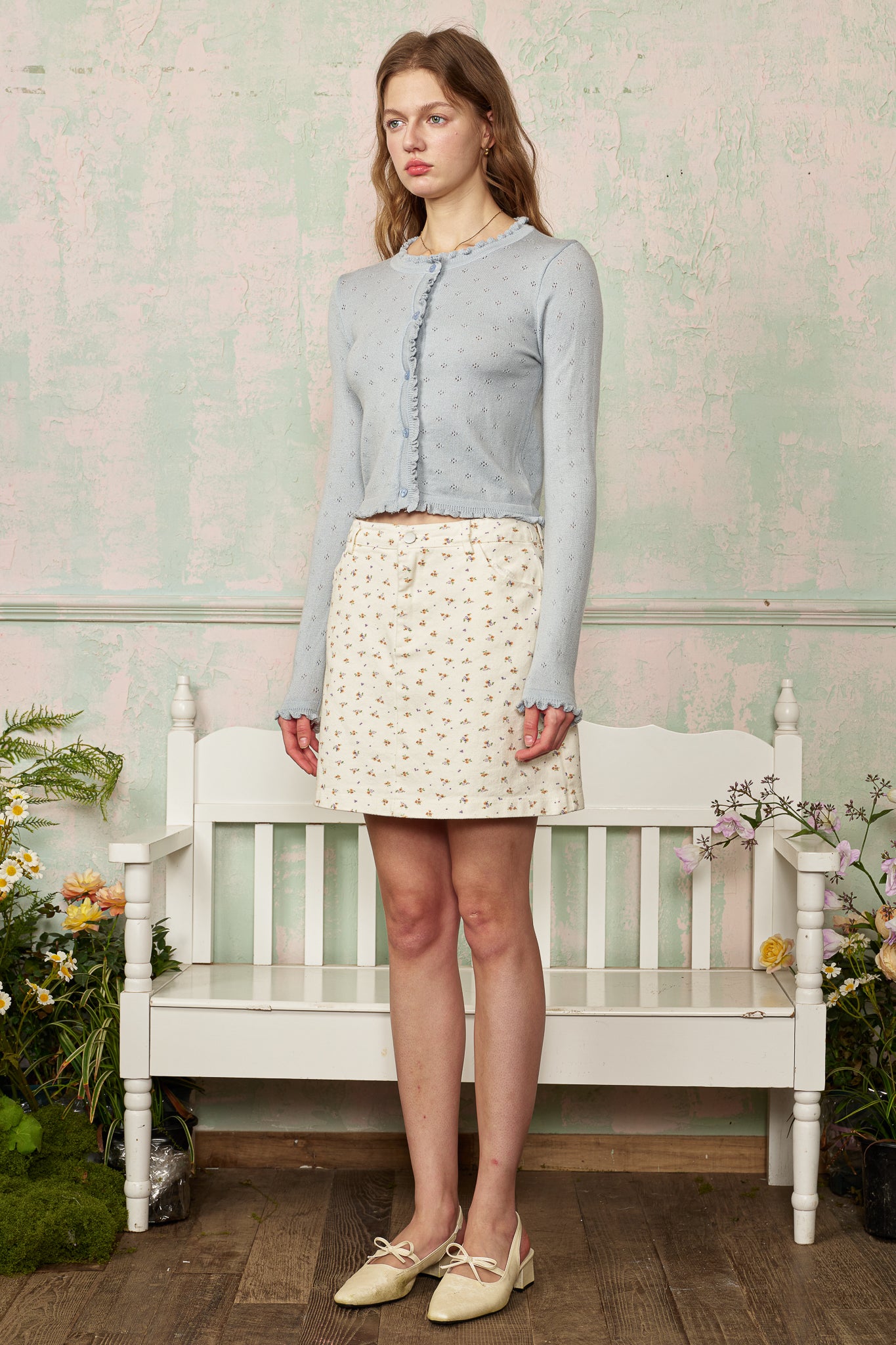 RP2845 - Periwinkle Ruffle Button Cardigan (2S-2M-2L)