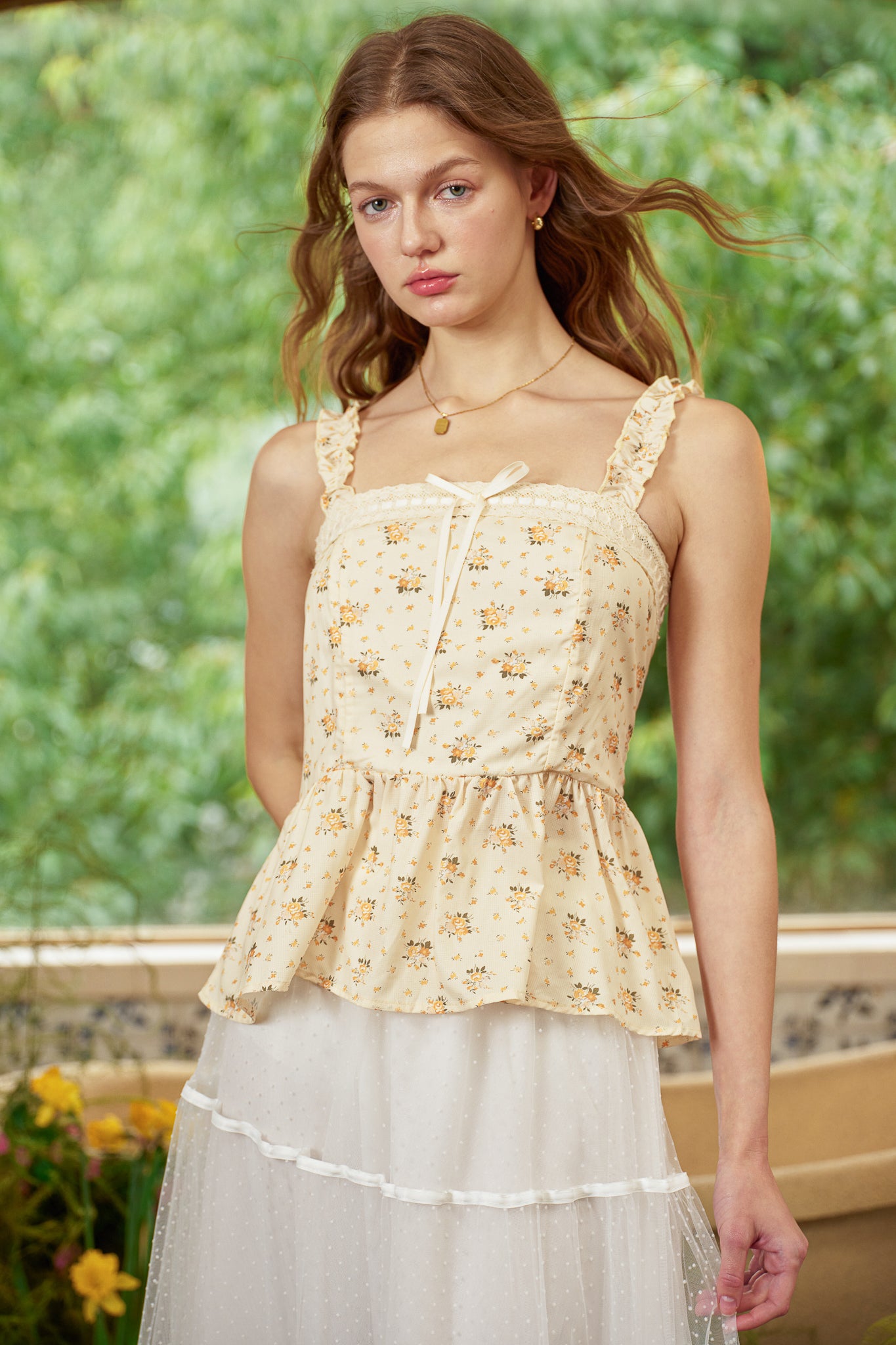 RP2818 - Ditsy Butter Peplum Top (2S-2M-2L)